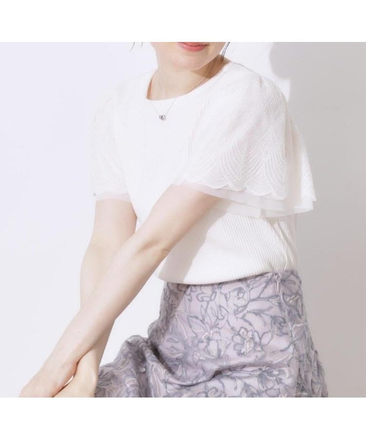【クチュール ブローチ/Couture Brooch】の【二の腕カバー・通勤】レース袖テレコトップス 人気、トレンドファッション・服の通販 founy(ファニー) 　ファッション　Fashion　レディースファッション　Fashion for Women　トップス・カットソー　Cut & Sew Tops　チュール　Tulip, Tulip Motif　テレコ　Ribbed, Rib Stitch　レース　Lace, Lace Fabric　ビジネス 仕事 通勤　Business / Work / Commuting　 other-1|ID: prp329100004528951 ipo3291000000033561211