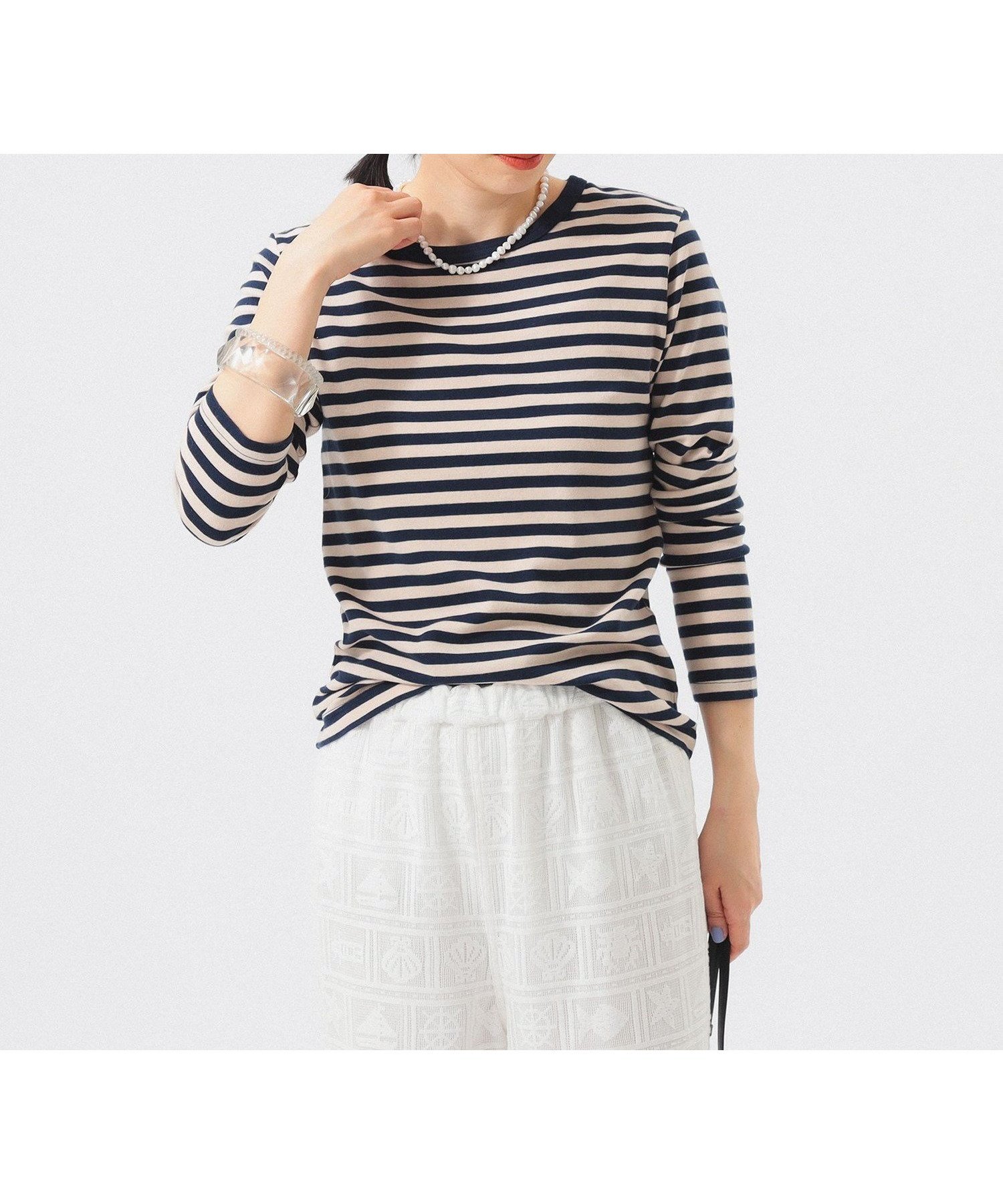 【ビームス ウイメン/BEAMS】の【定番人気!】BEAMS BOY / フライス 1cm ボーダー ウォッシャブル カットソー 25SS インテリア・キッズ・メンズ・レディースファッション・服の通販 founy(ファニー) 　ファッション　Fashion　レディースファッション　WOMEN　トップス・カットソー　Tops/Tshirt　カットソー　Cut and Sewn　インナー　Inner　ウォッシャブル　Washable　カットソー　Cut And Sew　スウェット　Sweat　スタンダード　Standard　定番　Standard　人気　Popularity　フィット　Fit　ベーシック　Basic　ボーダー　Border　ワンポイント　One Point　2025年　2025　2025春夏・S/S　Ss,Spring/Summer,2025　NAVY/NATURAL|ID: prp329100004528954 ipo3291000000032022974