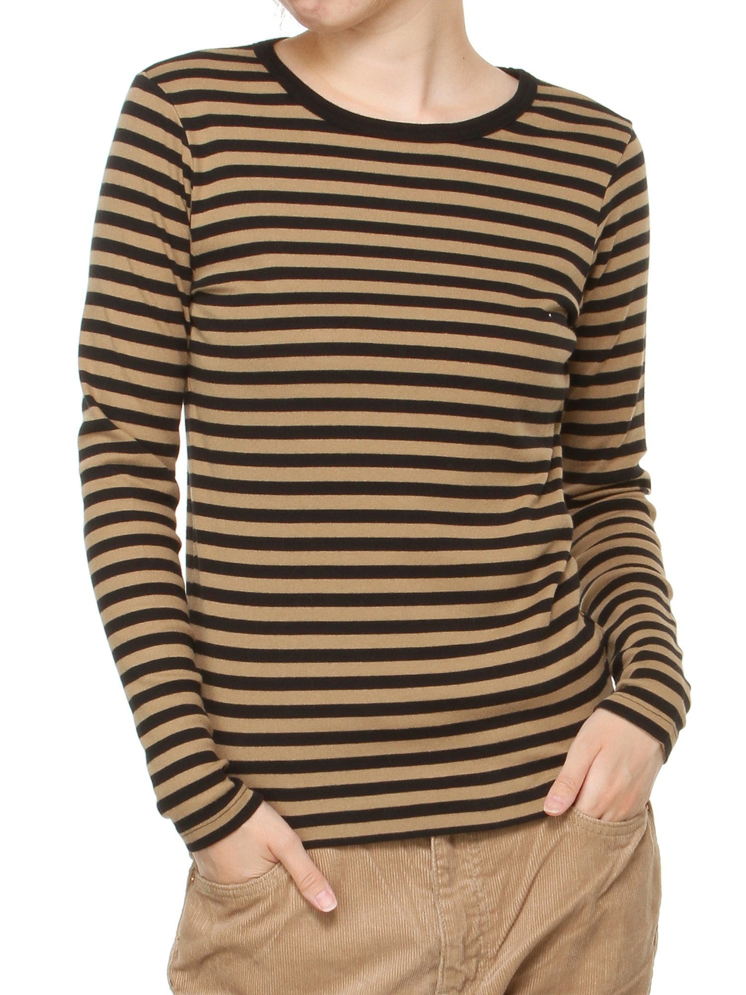 【ビームス ウイメン/BEAMS】の【定番人気!】BEAMS BOY / フライス 1cm ボーダー ウォッシャブル カットソー 25SS インテリア・キッズ・メンズ・レディースファッション・服の通販 founy(ファニー) 　ファッション　Fashion　レディースファッション　Fashion for Women　トップス・カットソー　Cut & Sew Tops　カットソー・ベーシックTシャツ　Cut-and-Sewn Tops / Stretch Tees & Basics　インナー　Innerwear　ウォッシャブル　Machine Washable　カットソー　Cut and Sewn Top　スウェット / スエット　Sweatshirt, Sweatwear　スタンダード　Standard, Basic　定番　Standard, Basic Item　人気　Popular, Best Seller　フィット　Fit, Slim Fit　ベーシック　Basic, Essential　ボーダー　Border, Stripe　ワンポイント　One Point, Statement Accent　2025年　2025　2025春夏・S/S　Spring/Summer 2025 SS25　BLK/BEIGE|ID: prp329100004528954 ipo3291000000033862244