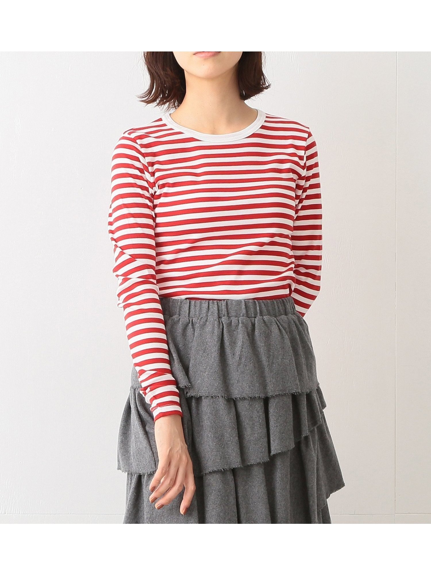 【ビームス ウイメン/BEAMS】の【定番人気!】BEAMS BOY / フライス 1cm ボーダー ウォッシャブル カットソー 25SS インテリア・キッズ・メンズ・レディースファッション・服の通販 founy(ファニー) 　ファッション　Fashion　レディースファッション　Fashion for Women　トップス・カットソー　Cut & Sew Tops　カットソー・ベーシックTシャツ　Cut-and-Sewn Tops / Stretch Tees & Basics　インナー　Innerwear　ウォッシャブル　Machine Washable　カットソー　Cut and Sewn Top　スウェット / スエット　Sweatshirt, Sweatwear　スタンダード　Standard, Basic　定番　Standard, Basic Item　人気　Popular, Best Seller　フィット　Fit, Slim Fit　ベーシック　Basic, Essential　ボーダー　Border, Stripe　ワンポイント　One Point, Statement Accent　2025年　2025　2025春夏・S/S　Spring/Summer 2025 SS25　RED/WHT|ID: prp329100004528954 ipo3291000000033862247