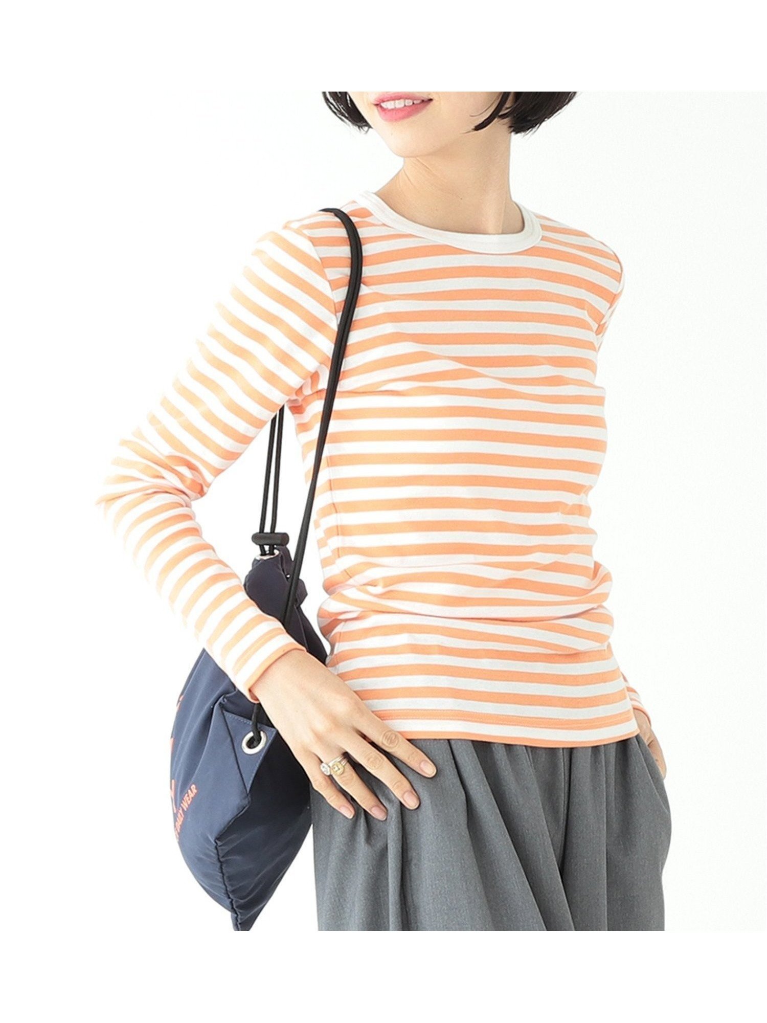 【ビームス ウイメン/BEAMS】の【定番人気!】BEAMS BOY / フライス 1cm ボーダー ウォッシャブル カットソー 25SS インテリア・キッズ・メンズ・レディースファッション・服の通販 founy(ファニー) 　ファッション　Fashion　レディースファッション　Fashion for Women　トップス・カットソー　Cut & Sew Tops　カットソー・ベーシックTシャツ　Cut-and-Sewn Tops / Stretch Tees & Basics　インナー　Innerwear　ウォッシャブル　Machine Washable　カットソー　Cut and Sewn Top　スウェット / スエット　Sweatshirt, Sweatwear　スタンダード　Standard, Basic　定番　Standard, Basic Item　人気　Popular, Best Seller　フィット　Fit, Slim Fit　ベーシック　Basic, Essential　ボーダー　Border, Stripe　ワンポイント　One Point, Statement Accent　2025年　2025　2025春夏・S/S　Spring/Summer 2025 SS25　ORANGE|ID: prp329100004528954 ipo3291000000033862248