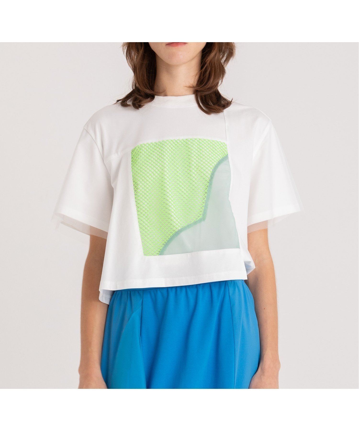 【アウラアイラ/AULA AILA】のMESH COMBINATION T-SHIRT インテリア・キッズ・メンズ・レディースファッション・服の通販 founy(ファニー) 　ファッション　Fashion　レディースファッション　Fashion for Women　トップス・カットソー　Cut & Sew Tops　シャツ・ブラウス・オフィスカジュアル　Elegant Blouses & Button-Ups　ロングTシャツ・Tシャツ　Longline T-Shirts & Tees　インナー　Innerwear　カットソー　Cut and Sewn Top　シアー　Sheer, See-Through　チュール　Tulip, Tulip Motif　フロント　Front, Front Design　ボトム　Bottoms, Lower Wear　メッシュ　Mesh, Net Fabric　夏　Summer　OFF WHITE|ID: prp329100004529078 ipo3291000000032753879