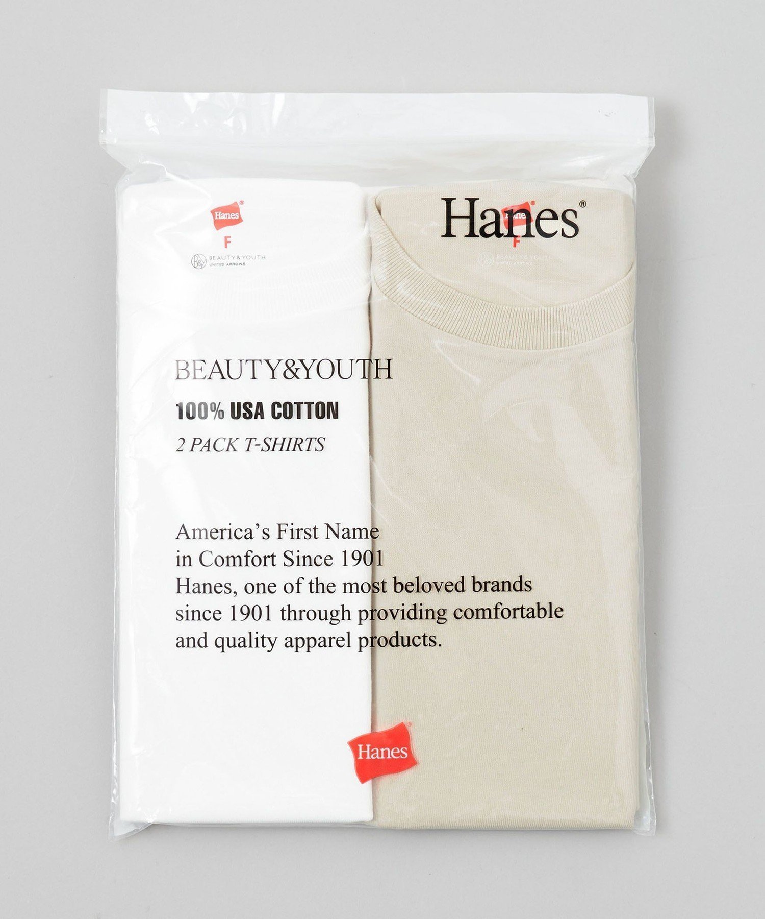 【ビューティ&ユース ユナイテッドアローズ/BEAUTY&YOUTH / UNITED ARROWS】の【別注】 Hanes 2パック Tシャツ インテリア・キッズ・メンズ・レディースファッション・服の通販 founy(ファニー) 　ファッション　Fashion　レディースファッション　Fashion for Women　トップス・カットソー　Cut & Sew Tops　シャツ・ブラウス・オフィスカジュアル　Elegant Blouses & Button-Ups　ロングTシャツ・Tシャツ　Longline T-Shirts & Tees　アンダー　Underwear Essentials　インナー　Innerwear　クラシカル　Classical, Vintage-Inspired　コレクション　Collection, Seasonal Line　コンパクト　Compact, Small Size　今季　This Season, Current Season　スウェット / スエット　Sweatshirt, Sweatwear　スペシャル　Special, Limited Edition　チューブ　Tube, Tube Top　デニム　Denim, Jeans Material　トレンド　Trend, Trending Now　定番　Standard, Basic Item　別注　Limited Edition, Custom Order　メンズ　Men's, Menswear　おすすめ　Recommended / Our Picks　BEIGE|ID: prp329100004529085 ipo3291000000032690353