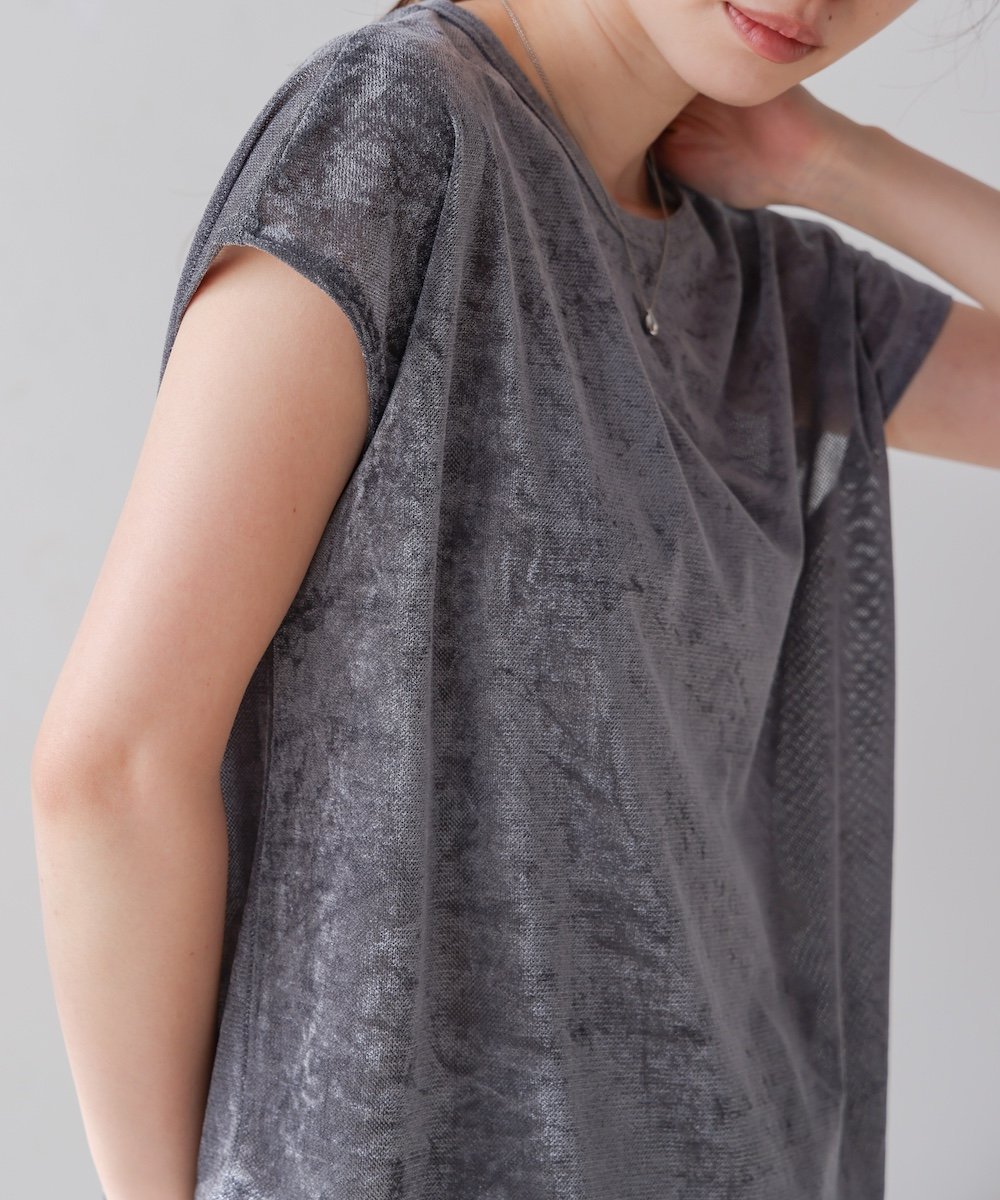 【バブ ブージュルード/Bab Bou Jeloud】のシアーベロアフレンチスリーブカットソー インテリア・キッズ・メンズ・レディースファッション・服の通販 founy(ファニー) 　ファッション　Fashion　レディースファッション　WOMEN　トップス・カットソー　Tops/Tshirt　カットソー　Cut and Sewn　ベロア　Velour　おすすめ　Recommend　シアー　Sheer　スリーブ　Sleeve　フレンチ　French　ベロア　Velor　ボトム　Bottom　春　Spring　CCL|ID: prp329100004529087 ipo3291000000032023507