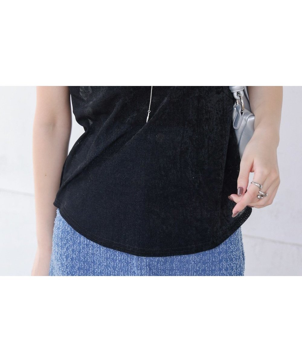 【バブ ブージュルード/Bab Bou Jeloud】のシアーベロアフレンチスリーブカットソー インテリア・キッズ・メンズ・レディースファッション・服の通販 founy(ファニー) 　ファッション　Fashion　レディースファッション　WOMEN　トップス・カットソー　Tops/Tshirt　カットソー　Cut and Sewn　ベロア　Velour　おすすめ　Recommend　シアー　Sheer　スリーブ　Sleeve　フレンチ　French　ベロア　Velor　ボトム　Bottom　春　Spring　BLACK|ID: prp329100004529087 ipo3291000000032023510