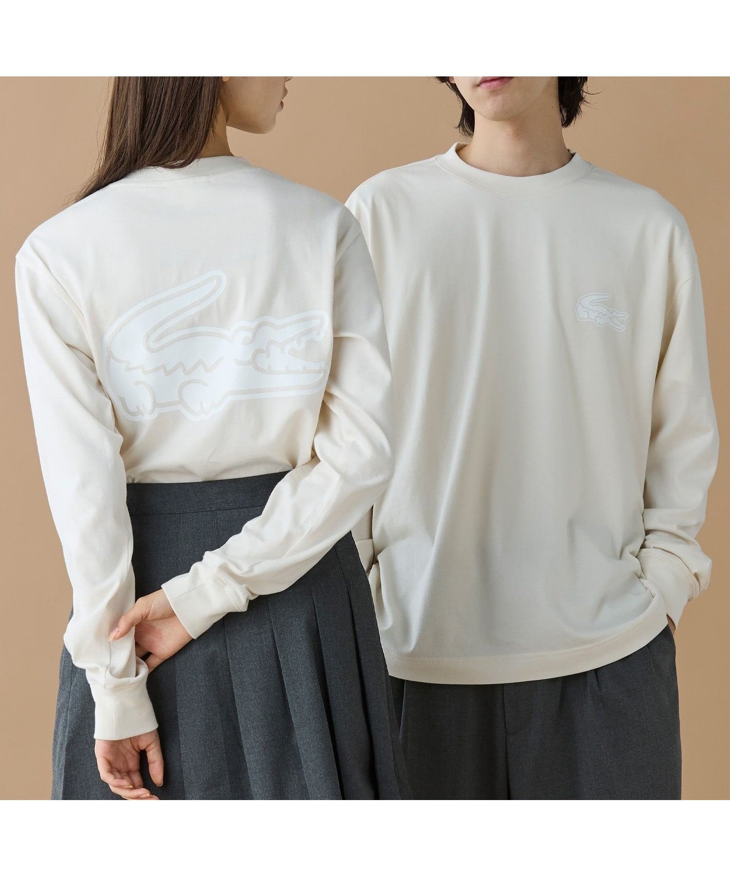 【ラコステ/LACOSTE】の【オンライン限定】LACOSTE オーバーサイズ バックプリント ロングスリーブTシャツ インテリア・キッズ・メンズ・レディースファッション・服の通販 founy(ファニー) ファッション Fashion レディースファッション Fashion for Women トップス・カットソー Cut & Sew Tops シャツ・ブラウス・オフィスカジュアル Elegant Blouses & Button-Ups ロングTシャツ・Tシャツ Longline T-Shirts & Tees バッグ Bags インナー Innerwear 春 Spring 秋 Autumn コンパクト Compact, Small Size シンプル Simple, Minimal スウェット / スエット Sweatshirt, Sweatwear スリーブ Sleeve, Long Sleeve / Short Sleeve ダウン Down, Puffer トレンド Trend, Trending Now 長袖 Long Sleeve, Full Sleeve バランス Balance, Style Balance フィット Fit, Slim Fit フェミニン Feminine, Girly フロント Front, Front Design プリント Print, Printed Pattern 半袖 Short Sleeve, Half Sleeve 羽織 Haori, Light Jacket ラバー Rubber, Rubber Sole リラックス Relax, Relaxed Fit ルーズ Loose, Oversized ロング Long, Long-Length ワンポイント One Point, Statement Accent A/W・秋冬 Autumn/Winter S/S・春夏 SS, Spring/Summer, Warm Season アイボリー|ID: prp329100004529089 ipo3291000000034480829