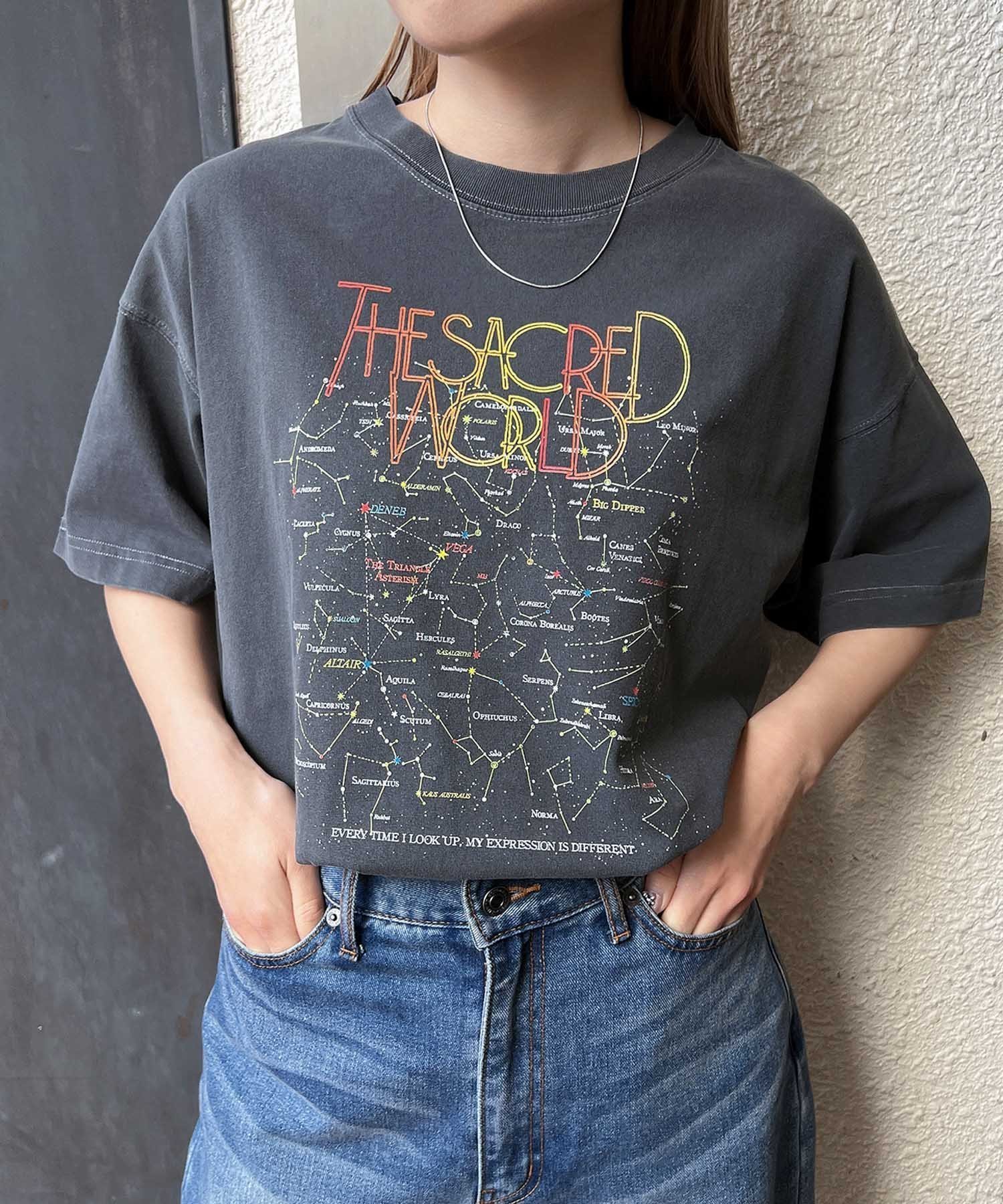 【その他のブランド/Other】の宇宙プリント 半袖 Tシャツ ANME アンメ インテリア・キッズ・メンズ・レディースファッション・服の通販 founy(ファニー) 　ファッション　Fashion　レディースファッション　WOMEN　トップス・カットソー　Tops/Tshirt　シャツ/ブラウス　Shirts/Blouses　ロング / Tシャツ　T-Shirts　プリント　Print　ヴィンテージ　Vintage　半袖　Short Sleeve　ブラック【F】|ID: prp329100004529100 ipo3291000000032023563