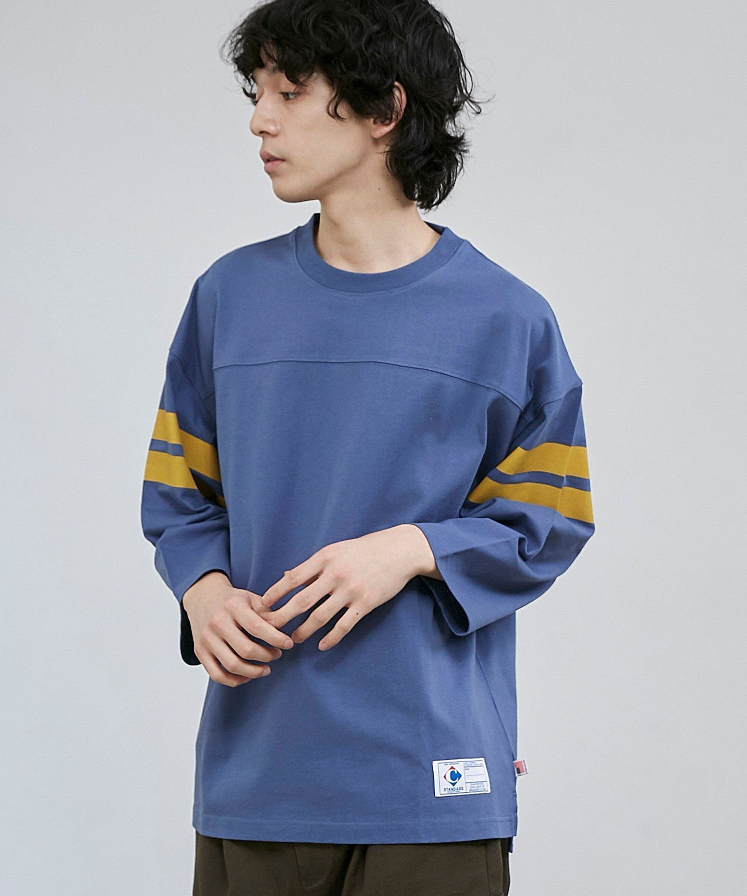 【コーエン メン/COEN / MEN】のUSAコットン七分袖フットボールTシャツ インテリア・キッズ・メンズ・レディースファッション・服の通販 founy(ファニー) 　ファッション　Fashion　メンズファッション　MEN　おすすめ　Recommend　シンプル　Simple　プリント　Print　リラックス　Relax　LT.BLUE|ID: prp329100004529120 ipo3291000000032023636