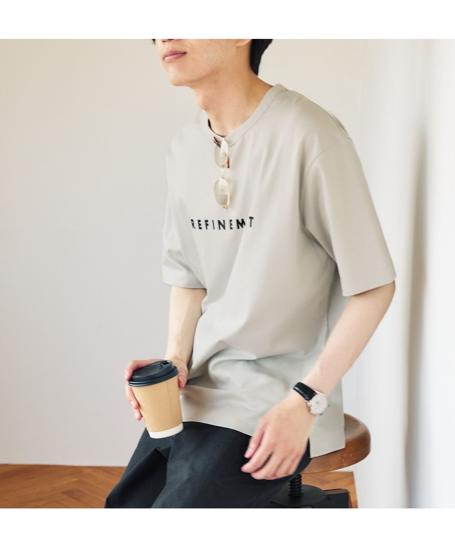 【グローバルワーク/GLOBAL WORK / MEN】の宮沢氷魚さん着用/リッチクリーンTシャツ/プリント/半袖/288193 インテリア・キッズ・メンズ・レディースファッション・服の通販 founy(ファニー) 　ファッション　Fashion　メンズファッション　MEN　おすすめ　Recommend　グラフィック　Graphic　シルク　Silk　シルケット　Mercerization　ジャケット　Jacket　スリット　Slit　プリント　Print　リラックス　Relax　エレガント 上品　Elegant　半袖　Short Sleeve　グレー*長ロゴ12|ID: prp329100004529128 ipo3291000000032305486