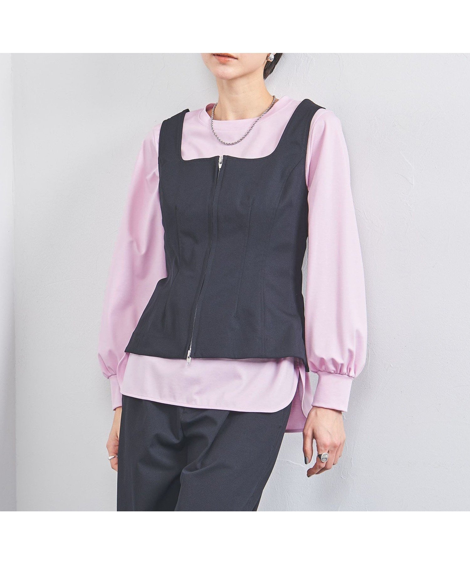 【ユナイテッドアローズ/UNITED ARROWS】のポンチ シャツテール カットソー インテリア・キッズ・メンズ・レディースファッション・服の通販 founy(ファニー) 　ファッション　Fashion　レディースファッション　Fashion for Women　トップス・カットソー　Cut & Sew Tops　シャツ・ブラウス・オフィスカジュアル　Elegant Blouses & Button-Ups　カットソー・ベーシックTシャツ　Cut-and-Sewn Tops / Stretch Tees & Basics　インナー　Innerwear　カットソー　Cut and Sewn Top　ギャザー　Gathered, Ruffled　スリム　Slim, Slim Fit　スリーブ　Sleeve, Long Sleeve / Short Sleeve　ベスト　Vest, Waistcoat　おすすめ　Recommended / Our Picks　LT.PINK|ID: prp329100004529132 ipo3291000000033458788