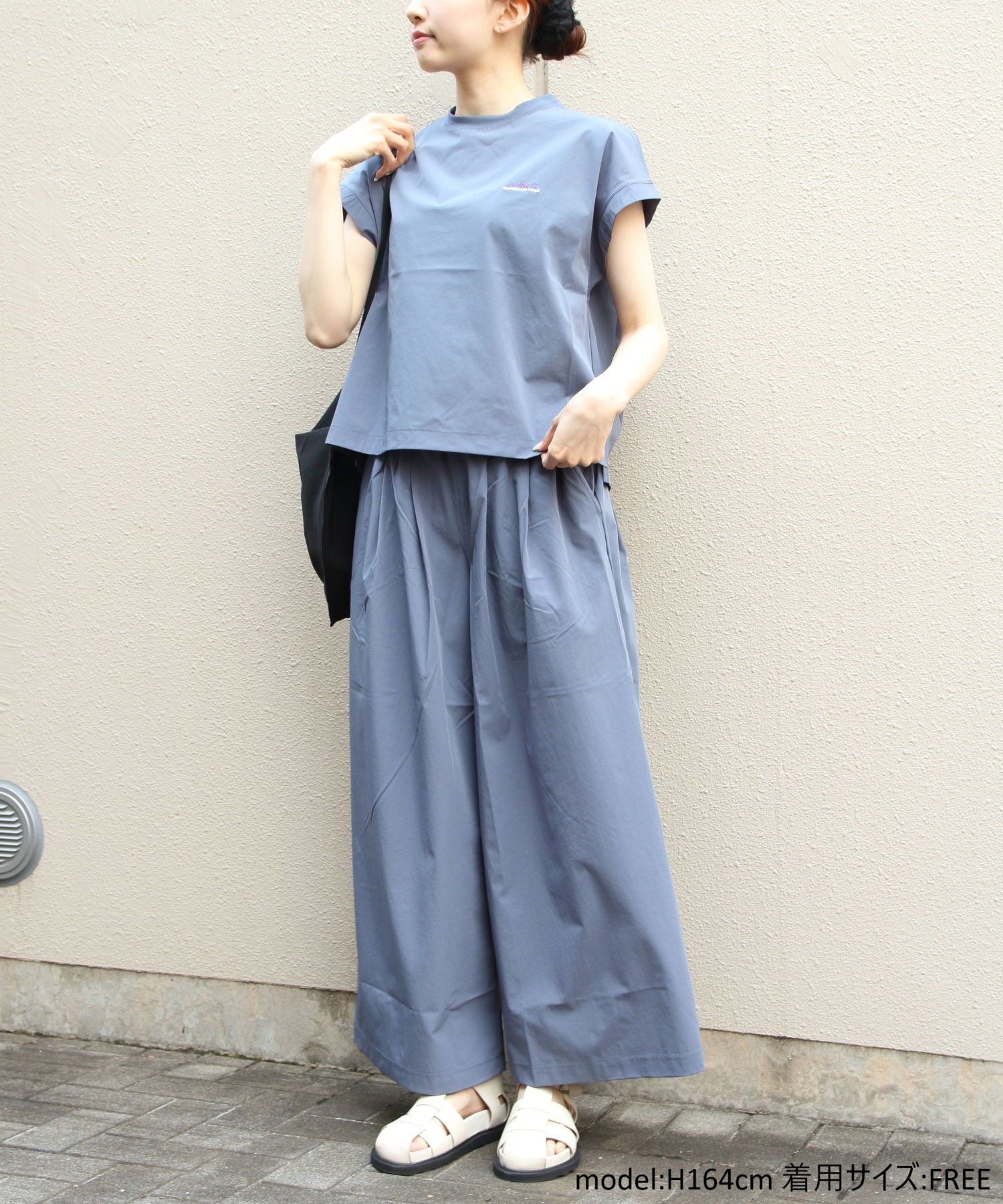 【その他のブランド/Other】のTHOUSAND MILE/FRENCH SLEEVE SHIRT WIDE PANTS SET インテリア・キッズ・メンズ・レディースファッション・服の通販 founy(ファニー) 　ファッション　Fashion　レディースファッション　Ladies' Fashion Online　セットアップ　Setup　パンツ　Pants　アウトドア　Outdoor　コンパクト　Compact　ショート　Short　スリーブ　Sleeve　セットアップ　Set Up　フレンチ　French　ワイド　Wide　夏　Summer　旅行　Travel　軽量　Lightweight　BLGRY|ID: prp329100004529161 ipo3291000000032611479