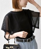 【シップス フォー ウィメン/SHIPS】のSHIPS any 手洗い可能 メッシュ シアー ハンカチ スリーブ ドッキング TEE ブラック|ID: prp329100004529187 ipo3291000000033458653