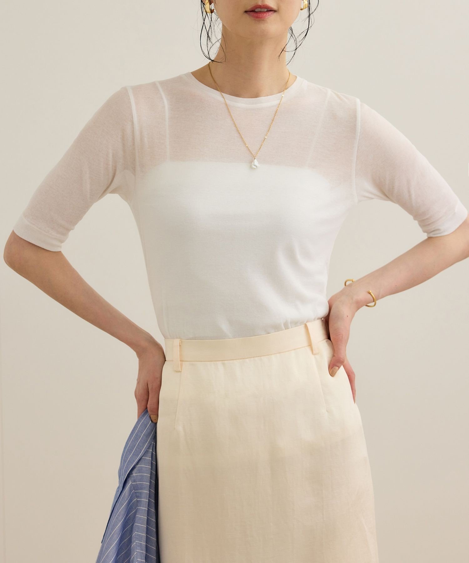 【ロペ/ROPE'】のシアーフライス5分袖プルオーバー 人気、トレンドファッション・服の通販 founy(ファニー) 　ファッション　Fashion　レディースファッション　WOMEN　トップス・カットソー　Tops/Tshirt　プルオーバー　Pullover　おすすめ　Recommend　カットソー　Cut And Sew　シアー　Sheer　シンプル　Simple　トレンド　Trend　フィット　Fit　ポケット　Pocket　リラックス　Relax　 other-1|ID: prp329100004529221 ipo3291000000032024020