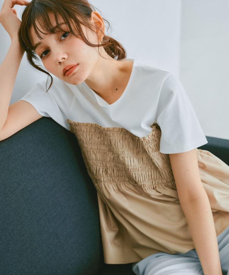 【インデックス/INDEX】のシャーリングドッキングペプラムトップス【洗濯機洗い可】 インテリア・キッズ・メンズ・レディースファッション・服の通販 founy(ファニー) 　ファッション　Fashion　レディースファッション　WOMEN　トップス・カットソー　Tops/Tshirt　シャーリング　Shirring　シルケット　Mercerization　ジャージ　Jersey　ストレッチ　Stretch　ドッキング　Docking　ペプラム　Peplum　エレガント 上品　Elegant　キャメルブラウン|ID: prp329100004529238 ipo3291000000032328204