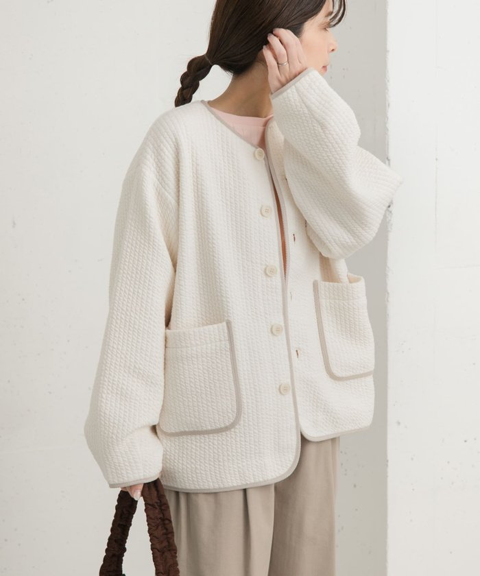 【アーバンリサーチ ドアーズ/URBAN RESEARCH DOORS】のキルトノーカラージャケット インテリア・キッズ・メンズ・レディースファッション・服の通販 founy(ファニー) https://founy.com/ ファッション Fashion レディースファッション Ladies' Fashion Online アウター Coat Outerwear ジャケット Jackets ノーカラージャケット No Collar Leather Jackets 2025年 2025 2025春夏・S/S Ss,Spring/Summer,2025 インナー Inner キルティング Quilting パイピング Piping パッチ Patch フロント Front ポケット Pocket エレガント 上品 Elegant 人気 Popularity 夏 Summer S/S・春夏 Ss・Spring/Summer |ID: prp329100004529243 ipo3291000000032702323