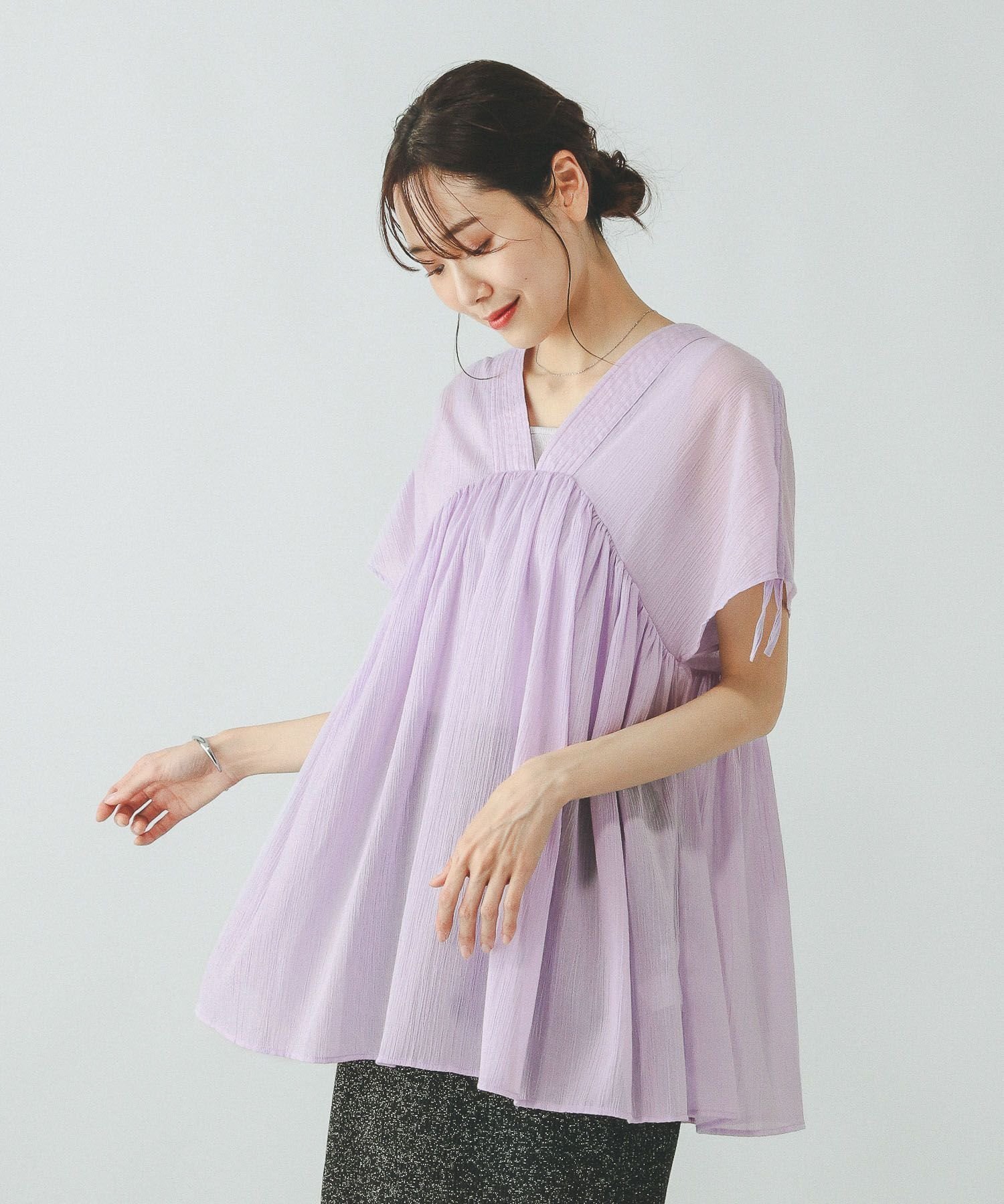 【グローバルワーク/GLOBAL WORK】のエアリラギャザーブラウス/325956 インテリア・キッズ・メンズ・レディースファッション・服の通販 founy(ファニー) 　ファッション　Fashion　レディースファッション　WOMEN　トップス・カットソー　Tops/Tshirt　シャツ/ブラウス　Shirts/Blouses　おすすめ　Recommend　ギャザー　Gather　ストレート　Straight　デニム　Denim　ワイド　Wide　ラベンダー97|ID: prp329100004529297 ipo3291000000032200562