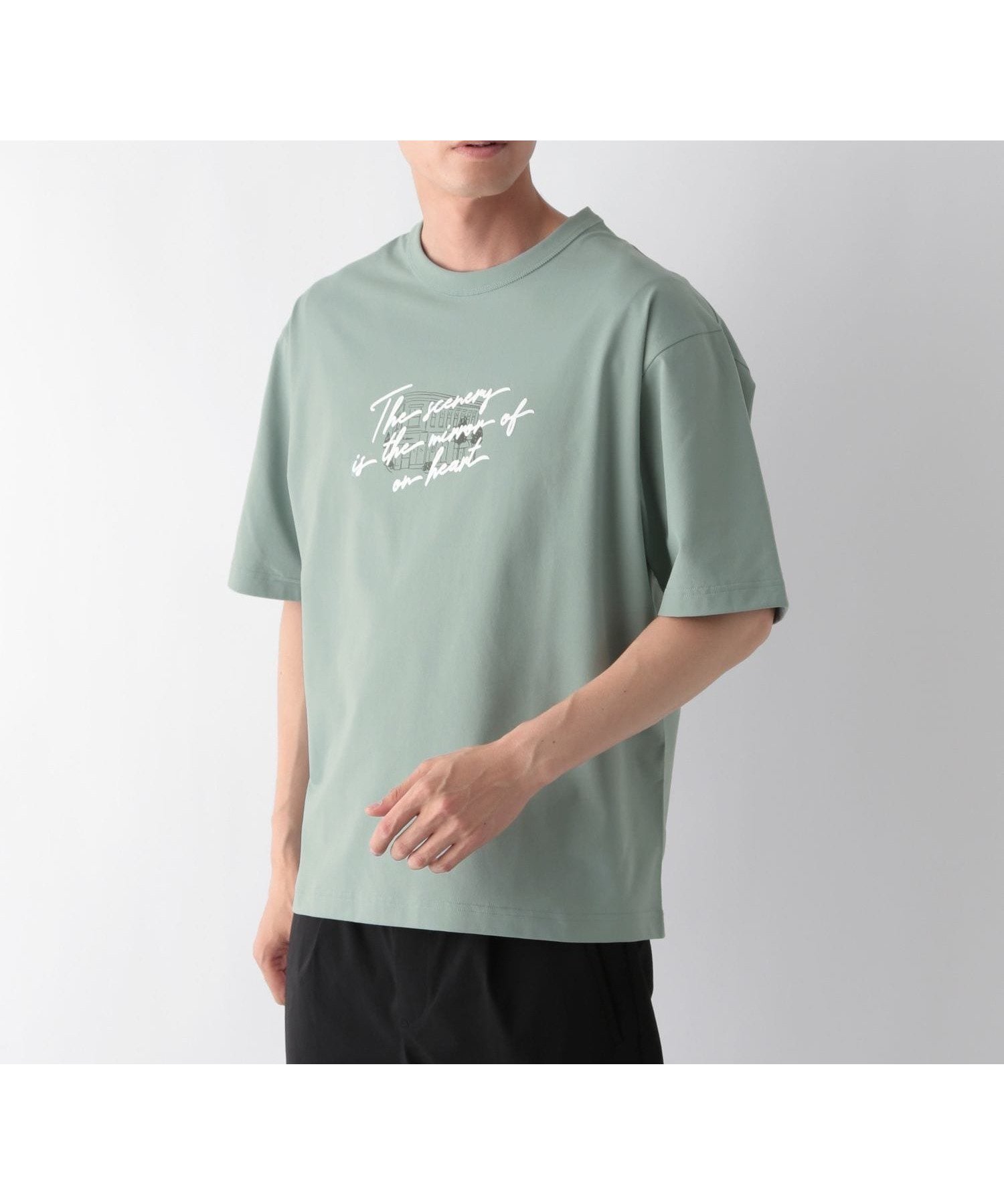 【グローバルワーク/GLOBAL WORK】のサラサラ快適DRYプリントTシャツ/半袖/288117 インテリア・キッズ・メンズ・レディースファッション・服の通販 founy(ファニー) 　ファッション　Fashion　レディースファッション　Fashion for Women　トップス・カットソー　Cut & Sew Tops　シャツ・ブラウス・オフィスカジュアル　Elegant Blouses & Button-Ups　ロングTシャツ・Tシャツ　Longline T-Shirts & Tees　おすすめ　Recommended / Our Picks　プリント　Print, Printed Pattern　リラックス　Relax, Relaxed Fit　エレガント 上品　Elegant　半袖　Short Sleeve, Half Sleeve　吸水　Absorbent, Quick-Dry　抗菌　Antibacterial, Bacteria-Resistant　グリーン×筆記ロゴ75|ID: prp329100004529307 ipo3291000000032728007