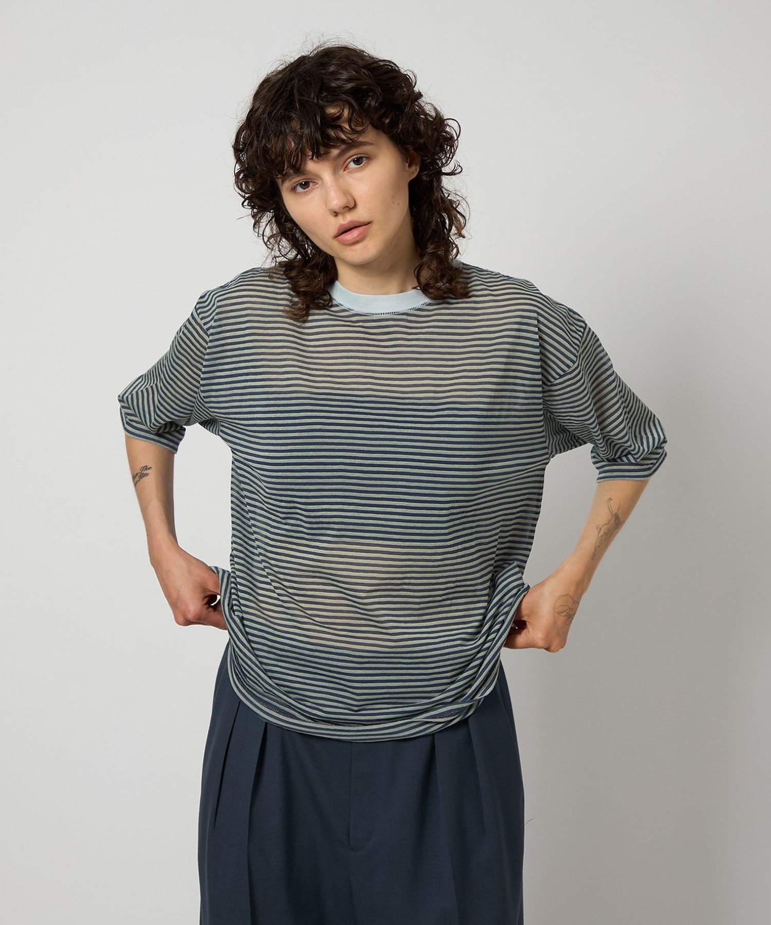 【ビューティ&ユース ユナイテッドアローズ/BEAUTY&YOUTH / UNITED ARROWS】の6(ROKU) コットンナイロン シアーボーダーTシャツ 人気、トレンドファッション・服の通販 founy(ファニー) 　ファッション　Fashion　レディースファッション　WOMEN　トップス・カットソー　Tops/Tshirt　シャツ/ブラウス　Shirts/Blouses　ロング / Tシャツ　T-Shirts　インナー　Inner　シアー　Sheer　ボーダー　Border　 other-1|ID: prp329100004529328 ipo3291000000032469171