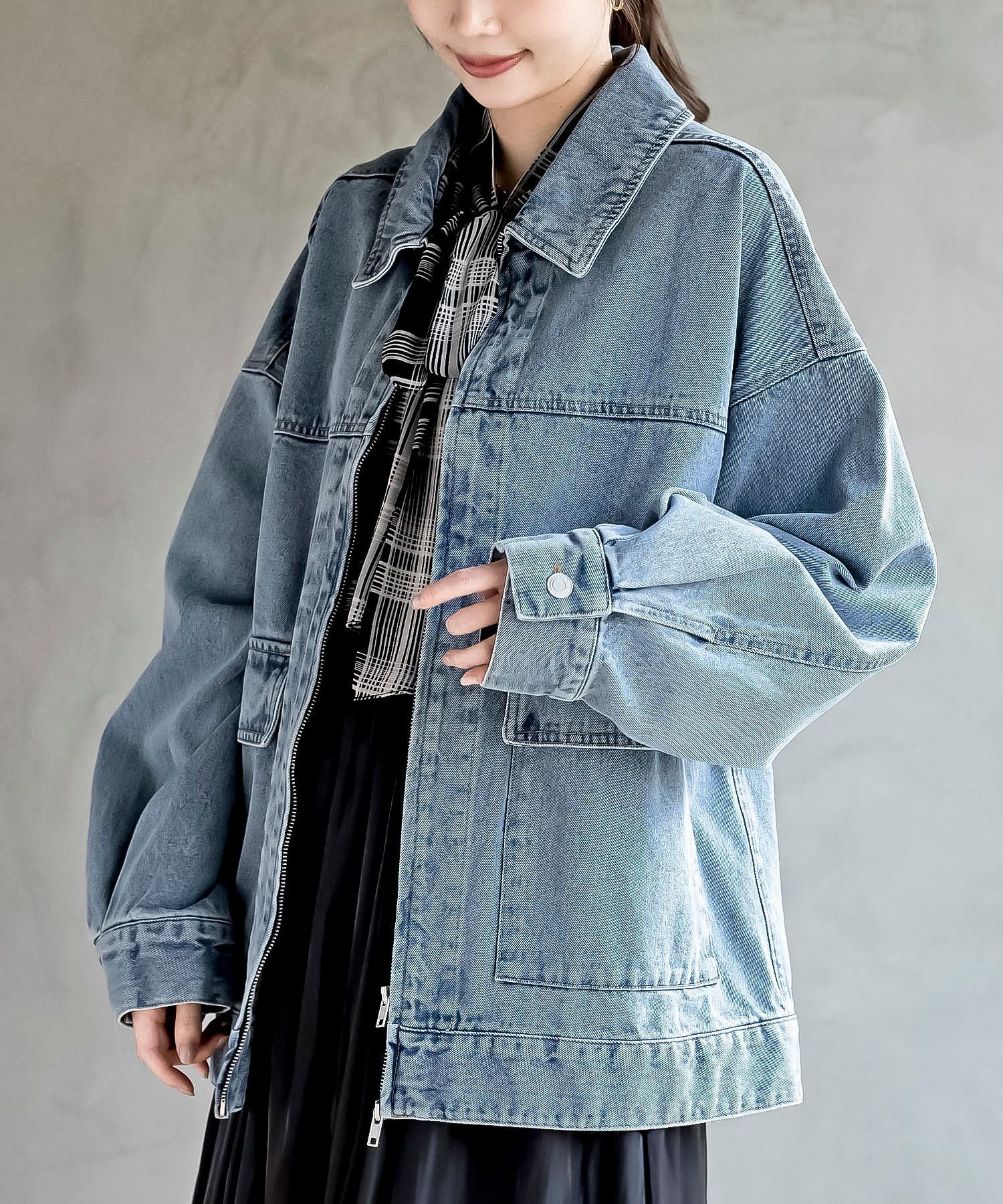 【アールピーエス/rps】のBIGデニムブルゾン インテリア・キッズ・メンズ・レディースファッション・服の通販 founy(ファニー) 　ファッション　Fashion　レディースファッション　WOMEN　アウター　Coat Outerwear　ブルゾン　Blouson/Jackets　デニム　Denim　ビッグ　Big　フラップ　Flap　フロント　Front　ブルゾン　Blouson　ポケット　Pocket　ロング　Long　ブルー|ID: prp329100004529336 ipo3291000000032024495