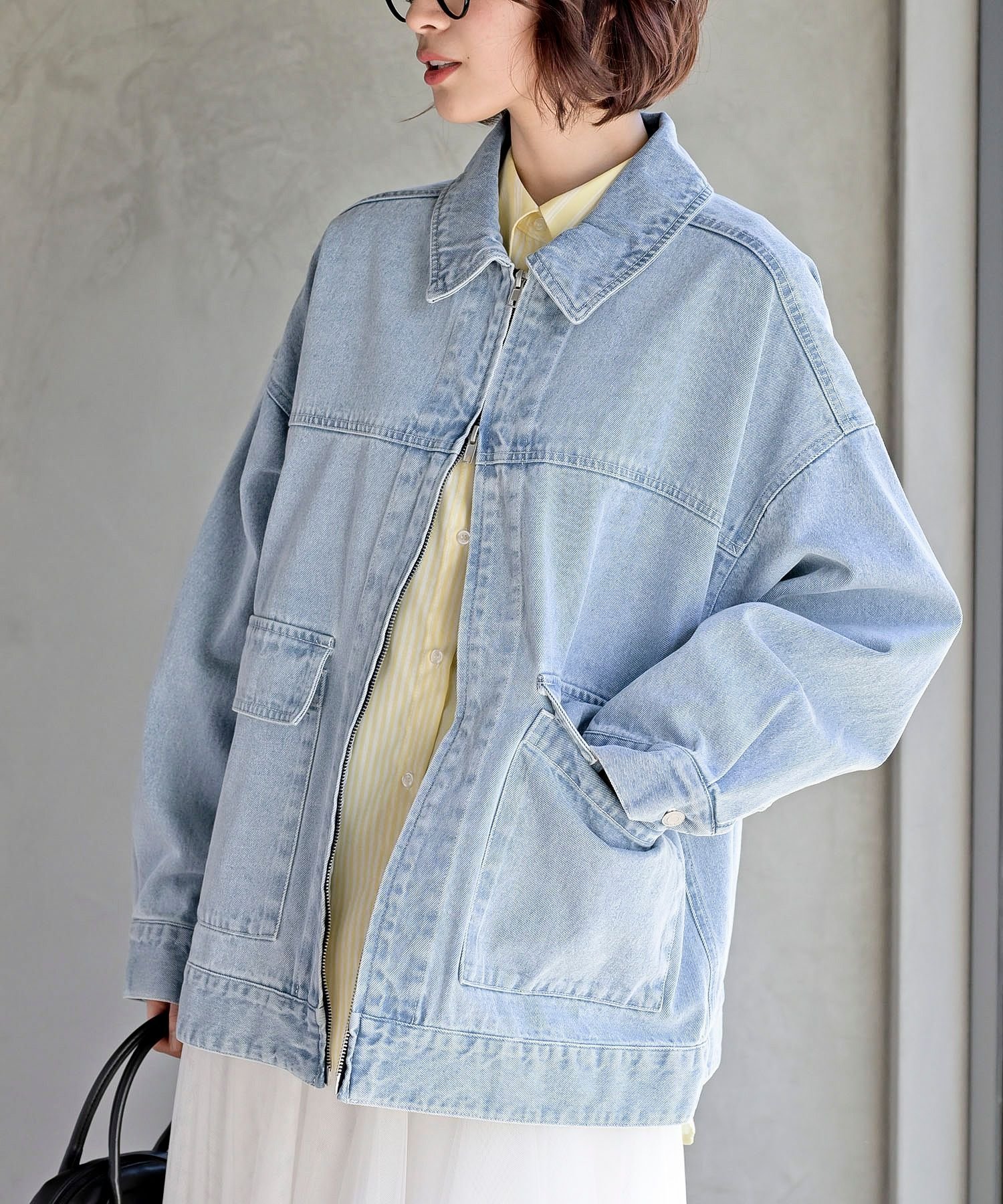 【アールピーエス/rps】のBIGデニムブルゾン インテリア・キッズ・メンズ・レディースファッション・服の通販 founy(ファニー) 　ファッション　Fashion　レディースファッション　WOMEN　アウター　Coat Outerwear　ブルゾン　Blouson/Jackets　デニム　Denim　ビッグ　Big　フラップ　Flap　フロント　Front　ブルゾン　Blouson　ポケット　Pocket　ロング　Long　サックス|ID: prp329100004529336 ipo3291000000032024496