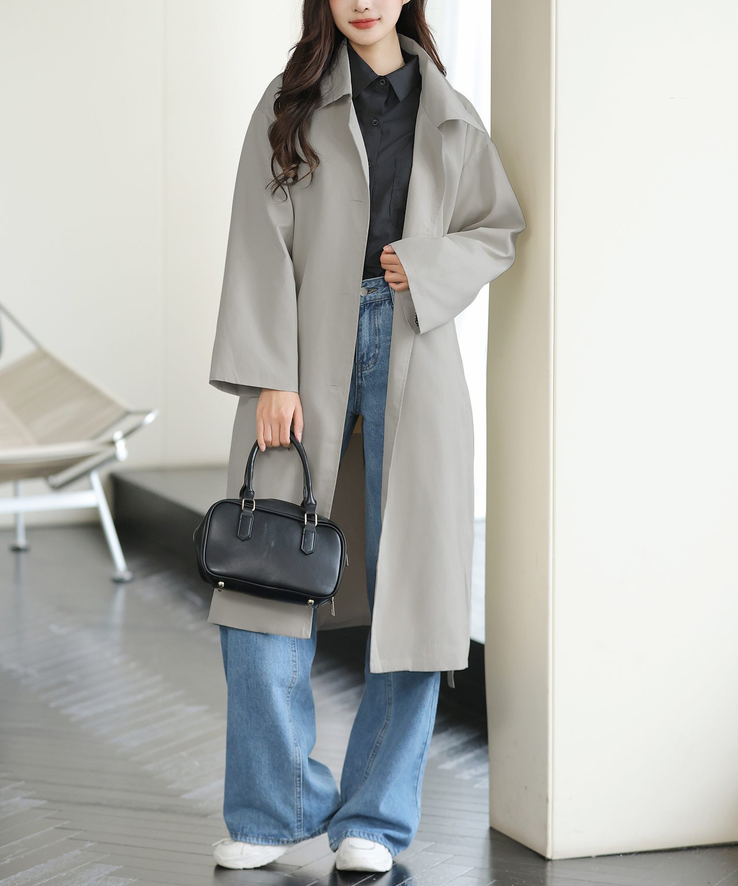 【アミュレット/Amulet】の【Amulet】ステンカラーロングコート インテリア・キッズ・メンズ・レディースファッション・服の通販 founy(ファニー) 　ファッション　Fashion　レディースファッション　WOMEN　アウター　Coat Outerwear　コート　Coats　シンプル　Simple　チェック　Check　ベーシック　Basic　グレー|ID: prp329100004529340 ipo3291000000032024512