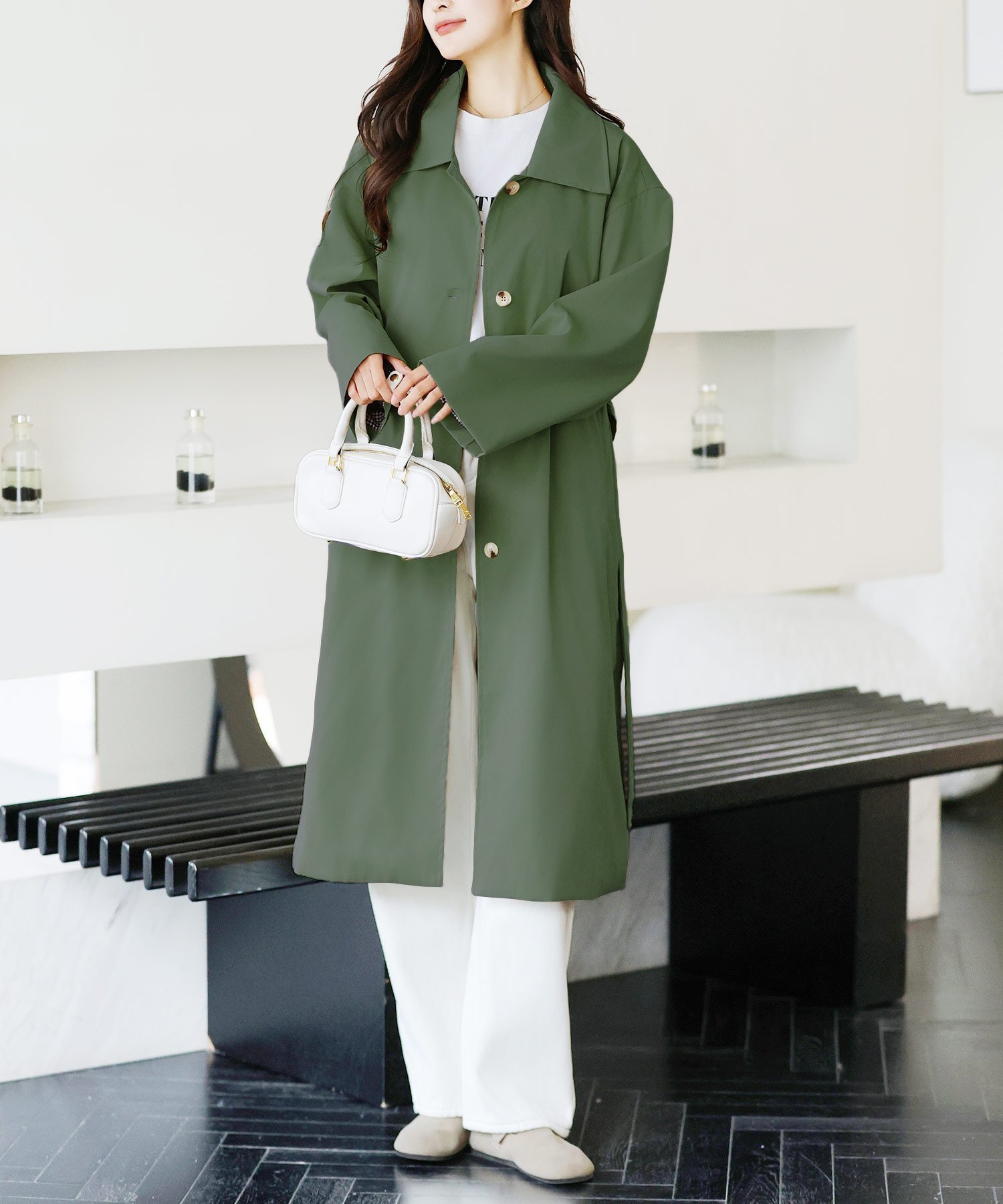 【アミュレット/Amulet】の【Amulet】ステンカラーロングコート インテリア・キッズ・メンズ・レディースファッション・服の通販 founy(ファニー) 　ファッション　Fashion　レディースファッション　WOMEN　アウター　Coat Outerwear　コート　Coats　シンプル　Simple　チェック　Check　ベーシック　Basic　カーキ|ID: prp329100004529340 ipo3291000000032024513
