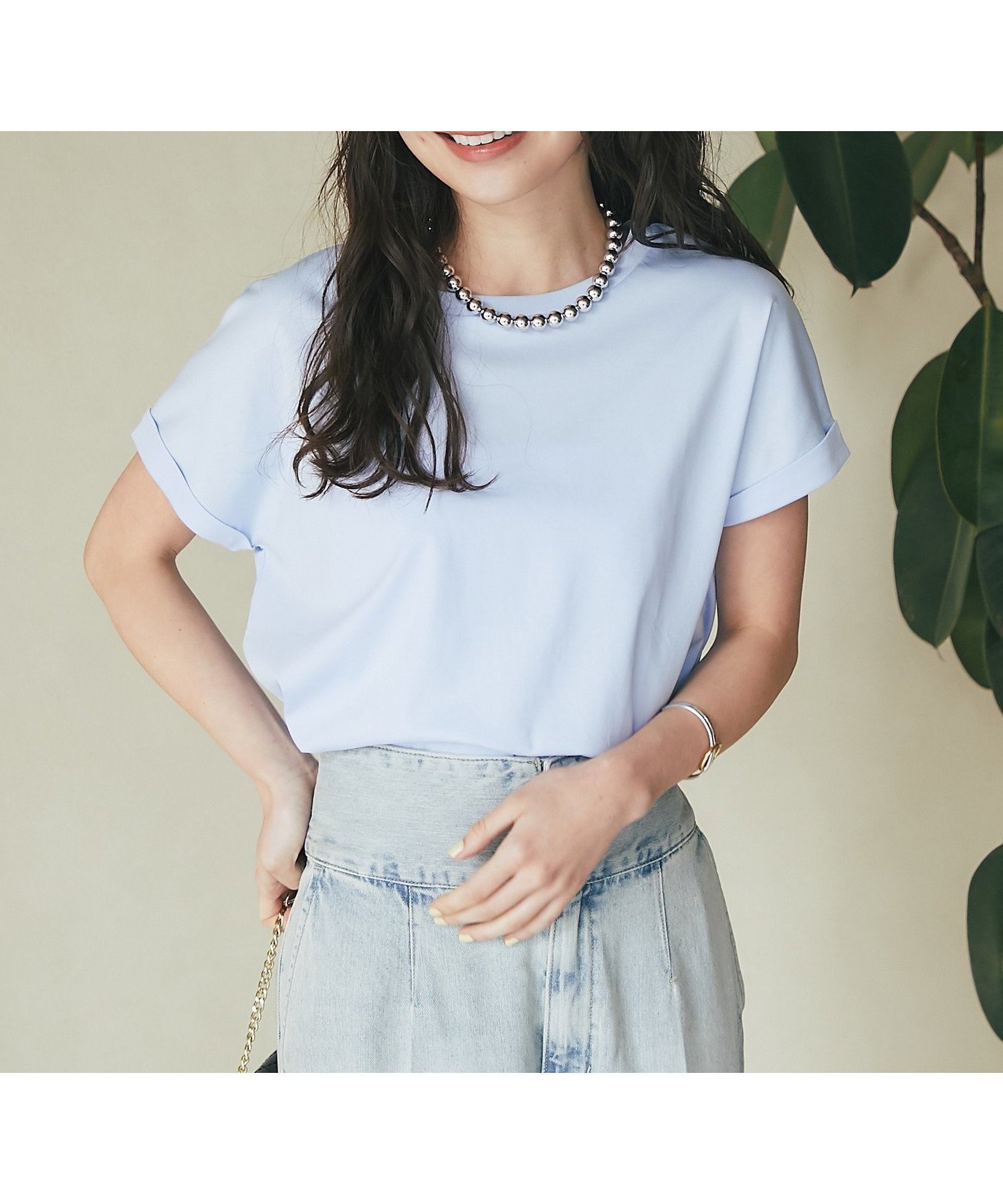 【ラブティックボンボン/La boutique BonBon】の【名品・二の腕すっきり見え】ターンバックスリーブカットソー インテリア・キッズ・メンズ・レディースファッション・服の通販 founy(ファニー) 　ファッション　Fashion　レディースファッション　Ladies' Fashion Online　トップス・カットソー　Tops/Tshirt　カットソー　Cut and Sewn　おすすめ　Recommend　インナー　Inner　カットソー　Cut And Sew　ショルダー　Shoulder　シルケット　Mercerization　ドロップ　Drop　ボトム　Bottom　サックスブルー|ID: prp329100004529341 ipo3291000000032680495
