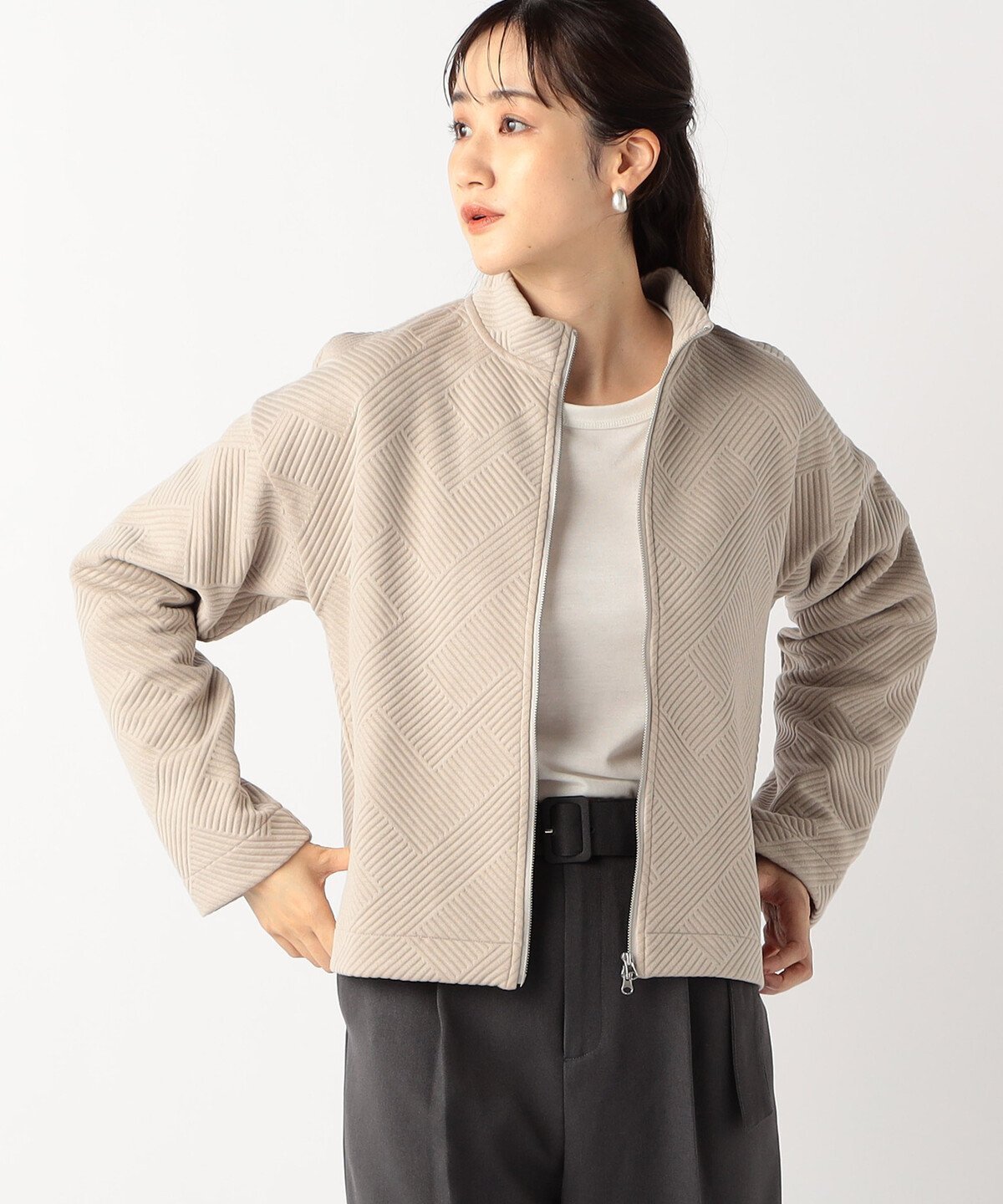 【コムサイズム/COMME CA ISM】のジャカード ダブルジップブルゾン インテリア・キッズ・メンズ・レディースファッション・服の通販 founy(ファニー) 　ファッション　Fashion　レディースファッション　WOMEN　アウター　Coat Outerwear　ブルゾン　Blouson/Jackets　おすすめ　Recommend　オフショルダー　Off Shoulder　キルト　Quilt　コンパクト　Compact　シンプル　Simple　ジャカード　Jacquard　ハイネック　High Neck　ブルゾン　Blouson　ポケット　Pocket　リラックス　Relax　洗える　Washable　ブラウン|ID: prp329100004529358 ipo3291000000032024591