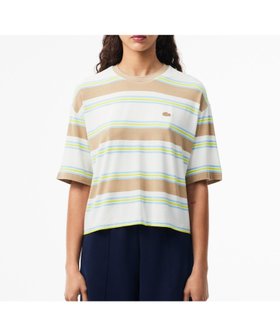 【ラコステ/LACOSTE】のオーバーサイズ レーヨン クロップド丈 ミックスボーダー半袖Tシャツ 人気、トレンドファッション・服の通販 founy(ファニー) ファッション Fashion レディースファッション WOMEN トップス・カットソー Tops/Tshirt シャツ/ブラウス Shirts/Blouses ロング / Tシャツ T-Shirts なめらか Smooth クロップド Cropped トレンド Trend パターン Pattern ベーシック Basic ボーダー Border ミックス Mix 半袖 Short Sleeve |ID:prp329100004529362