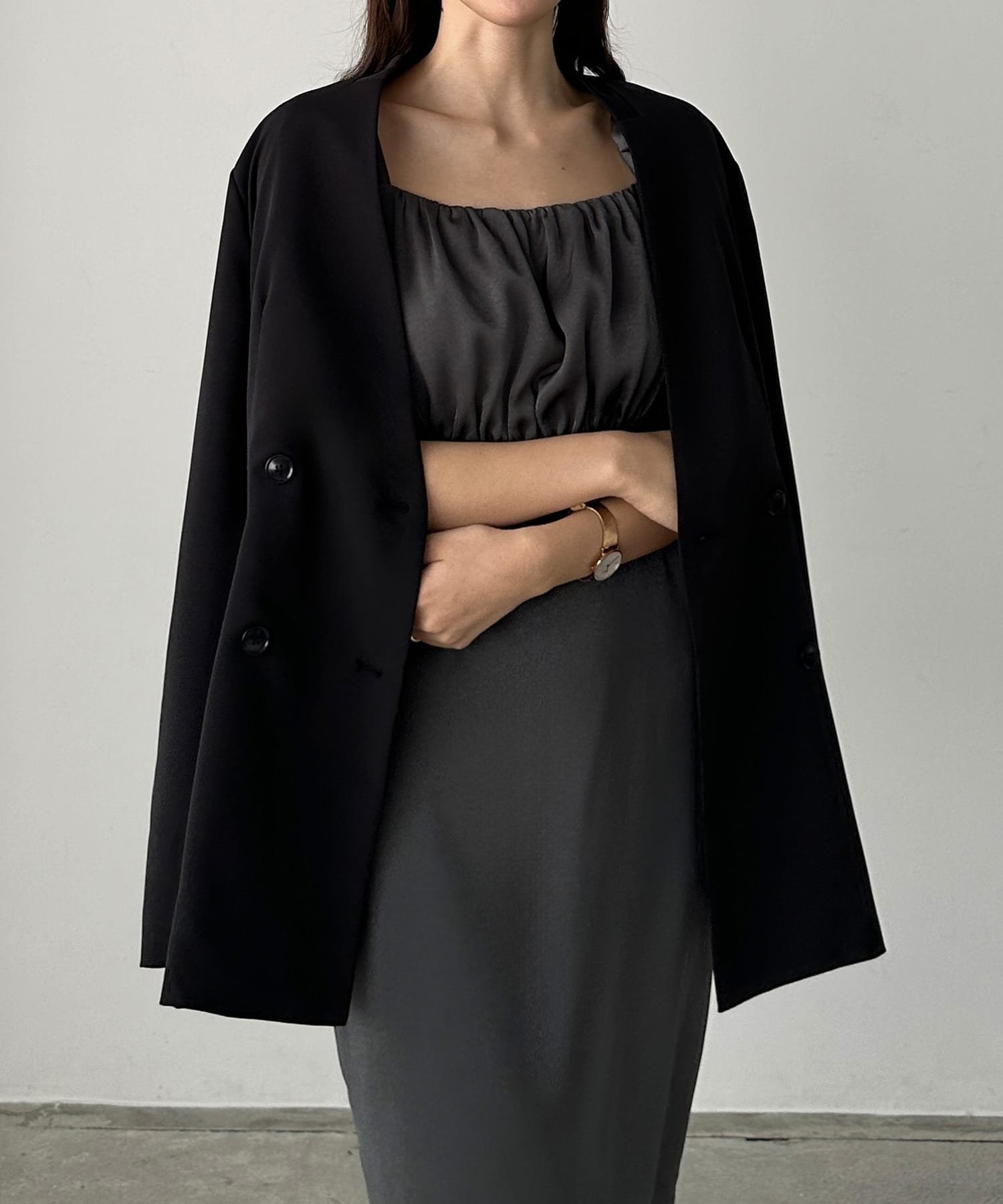 【ジュノア/JUNOAH】のlouere ノーカラージャケット インテリア・キッズ・メンズ・レディースファッション・服の通販 founy(ファニー) 　ファッション　Fashion　レディースファッション　Fashion for Women　アウター　Coat / Outerwear Collection　レディースジャケット・軽アウター　Jackets　ノーカラージャケット / シンプル上品コーデ　Collarless Jackets　ジャケット　Jacket, Outerwear　ブラック|ID: prp329100004529371 ipo3291000000033900009