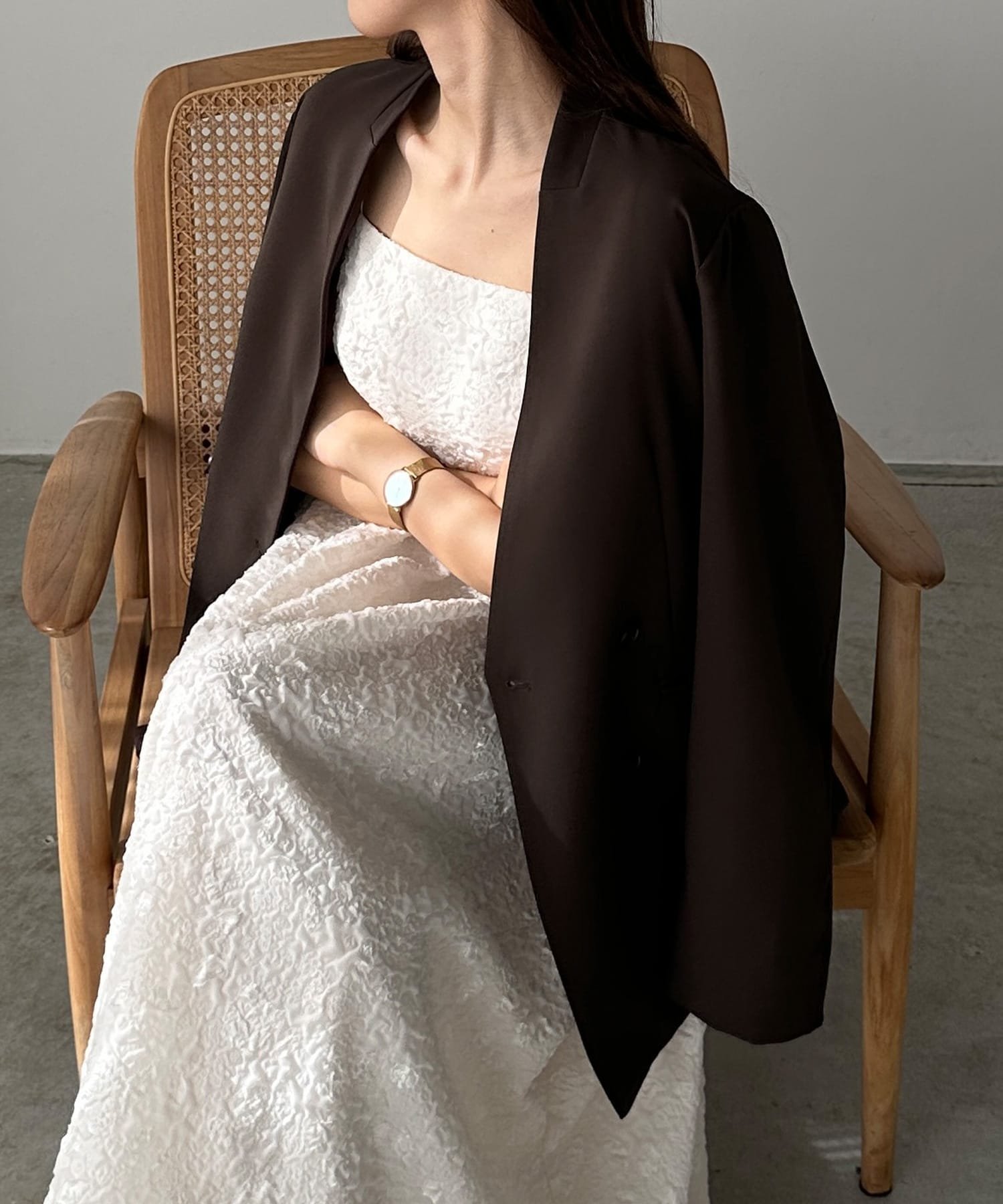 【ジュノア/JUNOAH】のlouere ノーカラージャケット インテリア・キッズ・メンズ・レディースファッション・服の通販 founy(ファニー) 　ファッション　Fashion　レディースファッション　Fashion for Women　アウター　Coat / Outerwear Collection　レディースジャケット・軽アウター　Jackets　ノーカラージャケット / シンプル上品コーデ　Collarless Jackets　ジャケット　Jacket, Outerwear　ブラウン|ID: prp329100004529371 ipo3291000000033900011