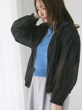 【テチチ/Te chichi】のノーカラーシアーブルゾン 人気、トレンドファッション・服の通販 founy(ファニー) ファッション Fashion レディースファッション Ladies' Fashion Online アウター Coat Outerwear ブルゾン Blouson/Jackets シアー Sheer シンプル Simple スマート Smart ハイネック High Neck バランス Balance ブルゾン Blouson |ID:prp329100004529404