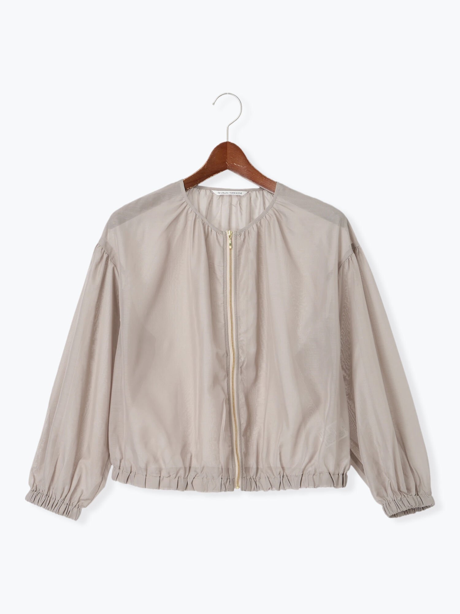 【テチチ/Te chichi】のノーカラーシアーブルゾン インテリア・キッズ・メンズ・レディースファッション・服の通販 founy(ファニー) 　ファッション　Fashion　レディースファッション　Ladies' Fashion Online　アウター　Coat Outerwear　ブルゾン　Blouson/Jackets　シアー　Sheer　シンプル　Simple　スマート　Smart　ハイネック　High Neck　バランス　Balance　ブルゾン　Blouson　ベージュ|ID: prp329100004529404 ipo3291000000032610572