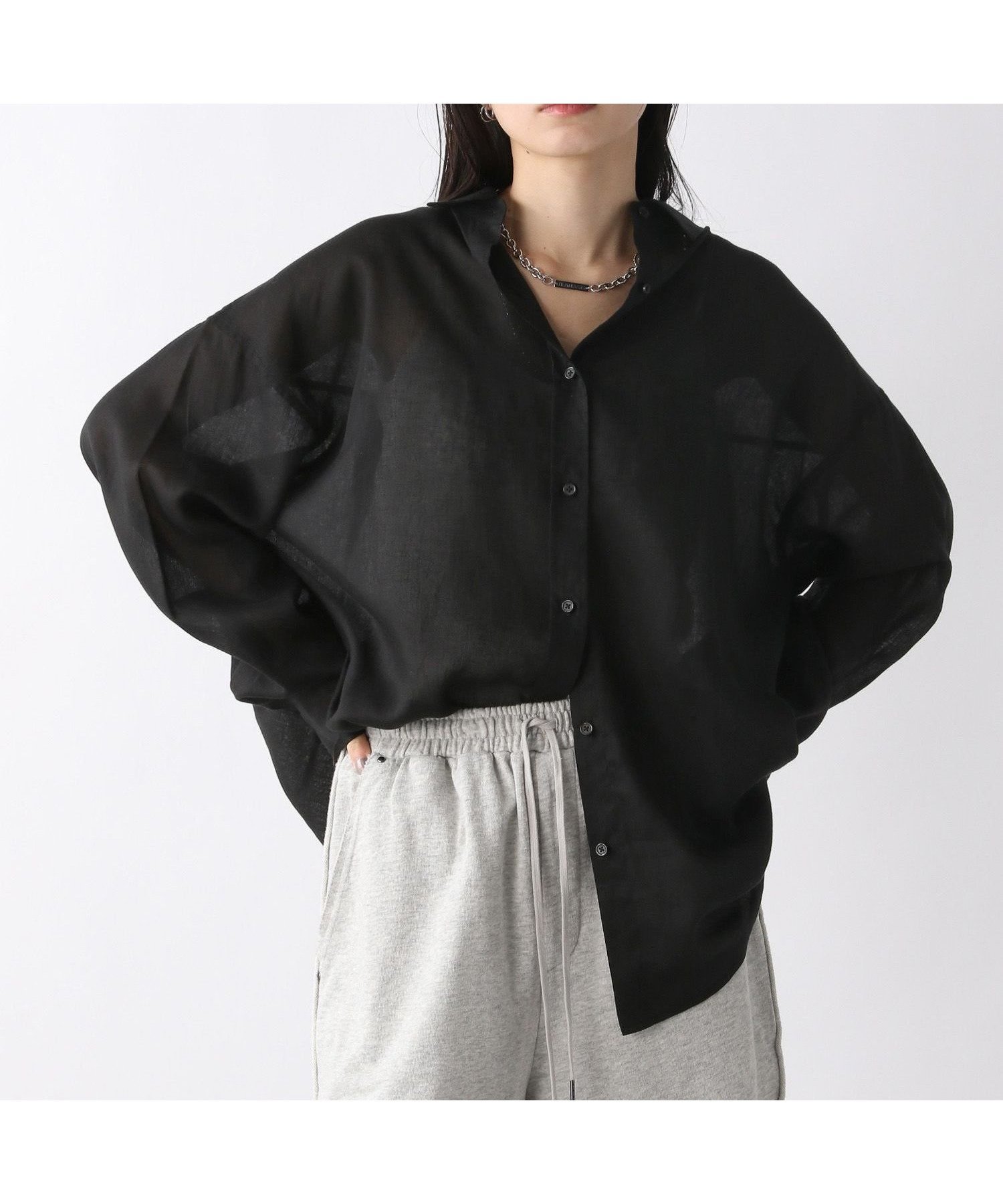 【ジーナシス/JEANASiS】のテンセルリネンシアーシャツ LS インテリア・キッズ・メンズ・レディースファッション・服の通販 founy(ファニー) 　ファッション　Fashion　レディースファッション　WOMEN　トップス・カットソー　Tops/Tshirt　シャツ/ブラウス　Shirts/Blouses　インナー　Inner　コンパクト　Compact　シアー　Sheer　シンプル　Simple　ジャケット　Jacket　ビッグ　Big　ビンテージ　Vintage　ボトム　Bottom　羽織　Haori　リネン　Linen　おすすめ　Recommend　ブラック|ID: prp329100004529416 ipo3291000000032024830