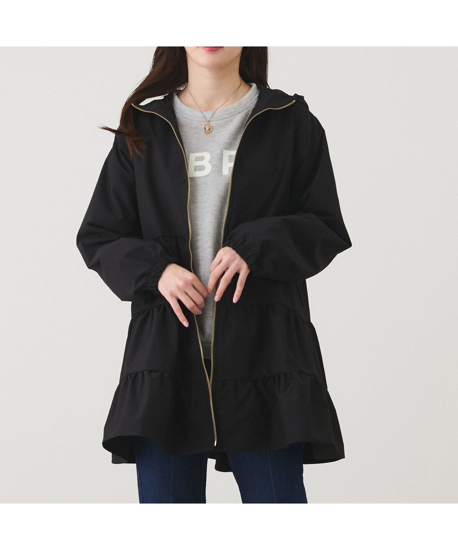 【ジャイロ/JAYRO】のティアードフードブルゾン インテリア・キッズ・メンズ・レディースファッション・服の通販 founy(ファニー) 　ファッション　Fashion　レディースファッション　WOMEN　アウター　Coat Outerwear　ブルゾン　Blouson/Jackets　ブルゾン　Blouson　ポケット　Pocket　ロング　Long　春　Spring　ブラック(01)|ID: prp329100004529417 ipo3291000000032024828