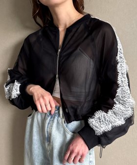 【ジュノア/JUNOAH】のレースラインシアーブルゾン 人気、トレンドファッション・服の通販 founy(ファニー) ファッション Fashion レディースファッション WOMEN アウター Coat Outerwear ブルゾン Blouson/Jackets |ID:prp329100004529436