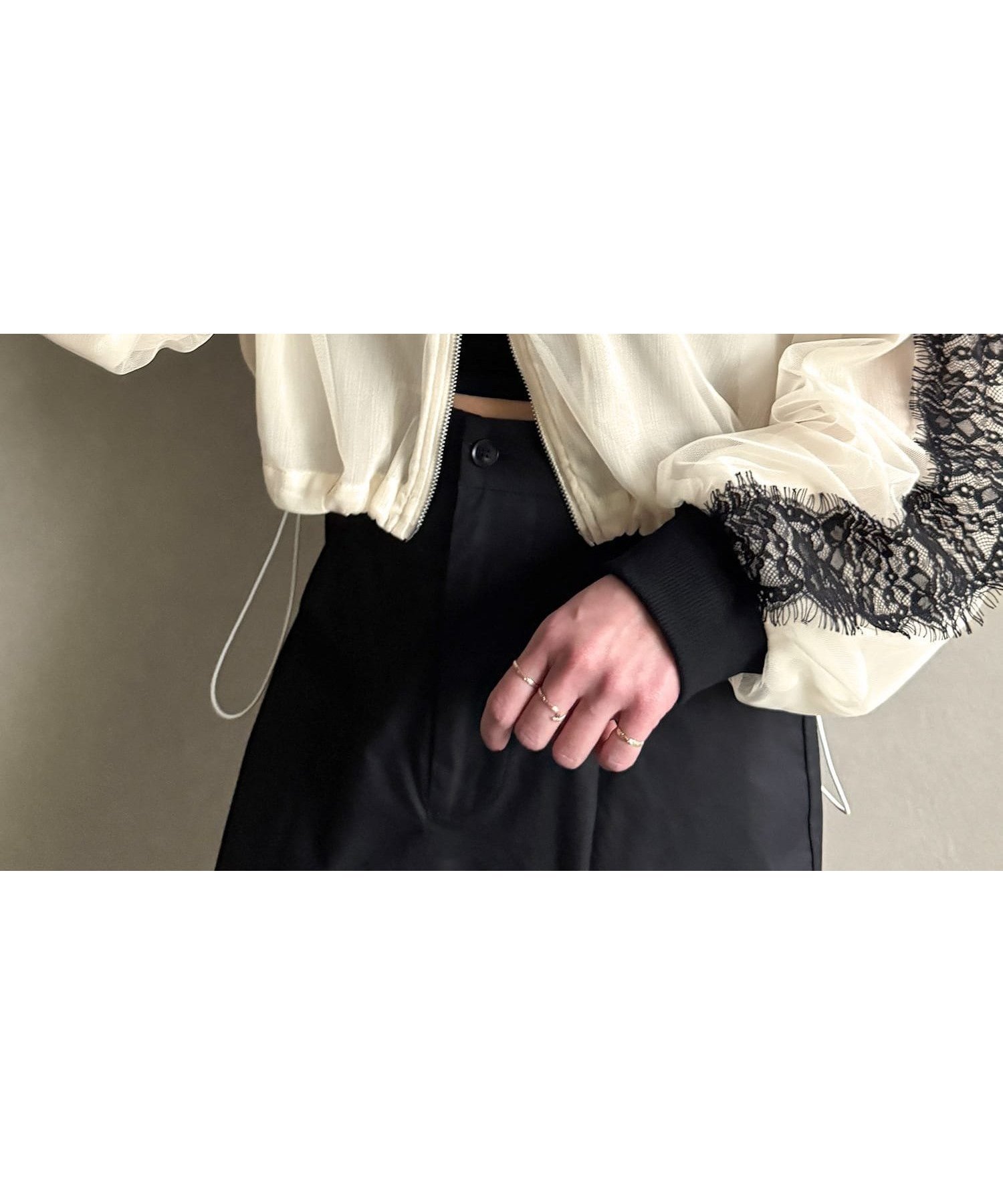 【ジュノア/JUNOAH】のレースラインシアーブルゾン インテリア・キッズ・メンズ・レディースファッション・服の通販 founy(ファニー) 　ファッション　Fashion　レディースファッション　WOMEN　アウター　Coat Outerwear　ブルゾン　Blouson/Jackets　アイボリー|ID: prp329100004529436 ipo3291000000032360963