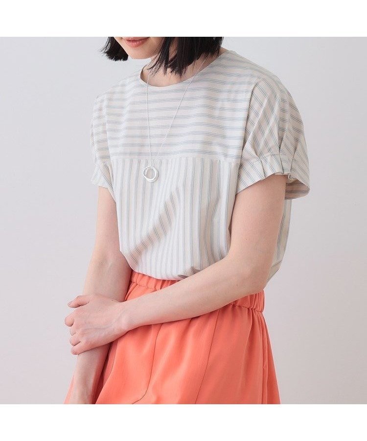 【インディヴィ/INDIVI】の春SALE!【洗える/ストライプ柄】袖タックブラウス インテリア・キッズ・メンズ・レディースファッション・服の通販 founy(ファニー) 　ファッション　Fashion　レディースファッション　WOMEN　トップス・カットソー　Tops/Tshirt　シャツ/ブラウス　Shirts/Blouses　インナー　Inner　カットソー　Cut And Sew　コンパクト　Compact　ジャケット　Jacket　ジャージ　Jersey　ストライプ　Stripe　センター　Center　ボトム　Bottom　人気　Popularity　夏　Summer　春　Spring　洗える　Washable　ビジネス 仕事 通勤　Business　ベージュ|ID: prp329100004529444 ipo3291000000032024942