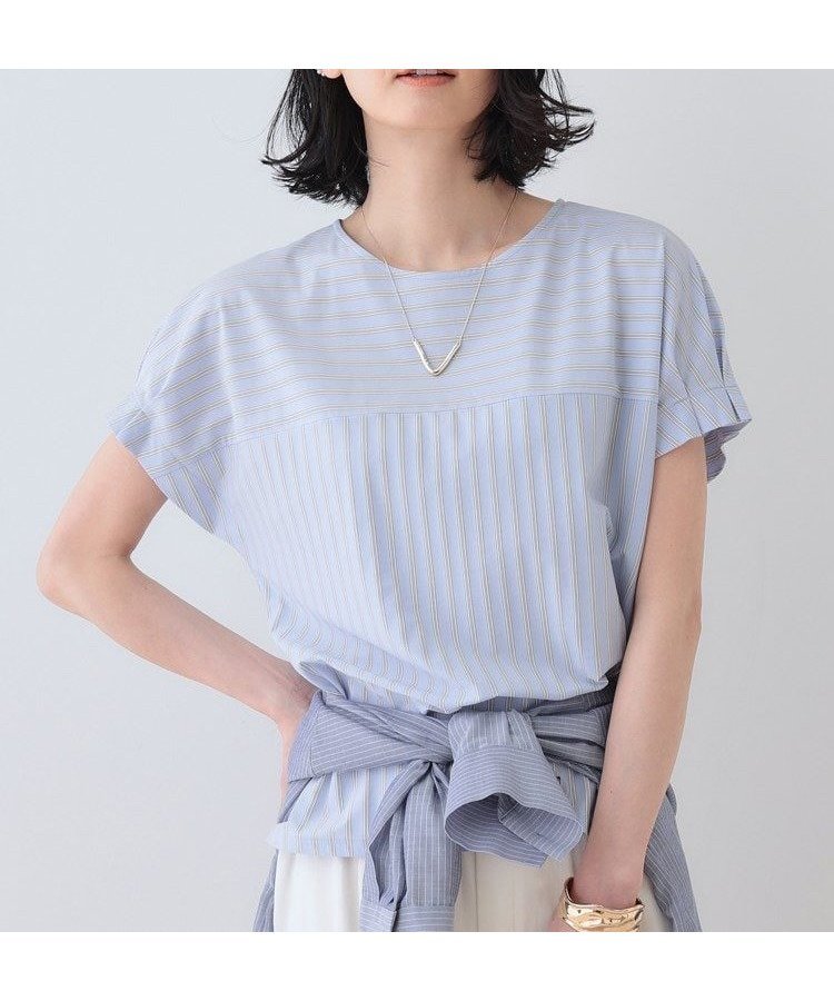 【インディヴィ/INDIVI】の春SALE!【洗える/ストライプ柄】袖タックブラウス インテリア・キッズ・メンズ・レディースファッション・服の通販 founy(ファニー) 　ファッション　Fashion　レディースファッション　WOMEN　トップス・カットソー　Tops/Tshirt　シャツ/ブラウス　Shirts/Blouses　インナー　Inner　カットソー　Cut And Sew　コンパクト　Compact　ジャケット　Jacket　ジャージ　Jersey　ストライプ　Stripe　センター　Center　ボトム　Bottom　人気　Popularity　夏　Summer　春　Spring　洗える　Washable　ビジネス 仕事 通勤　Business　ブルー|ID: prp329100004529444 ipo3291000000032024943