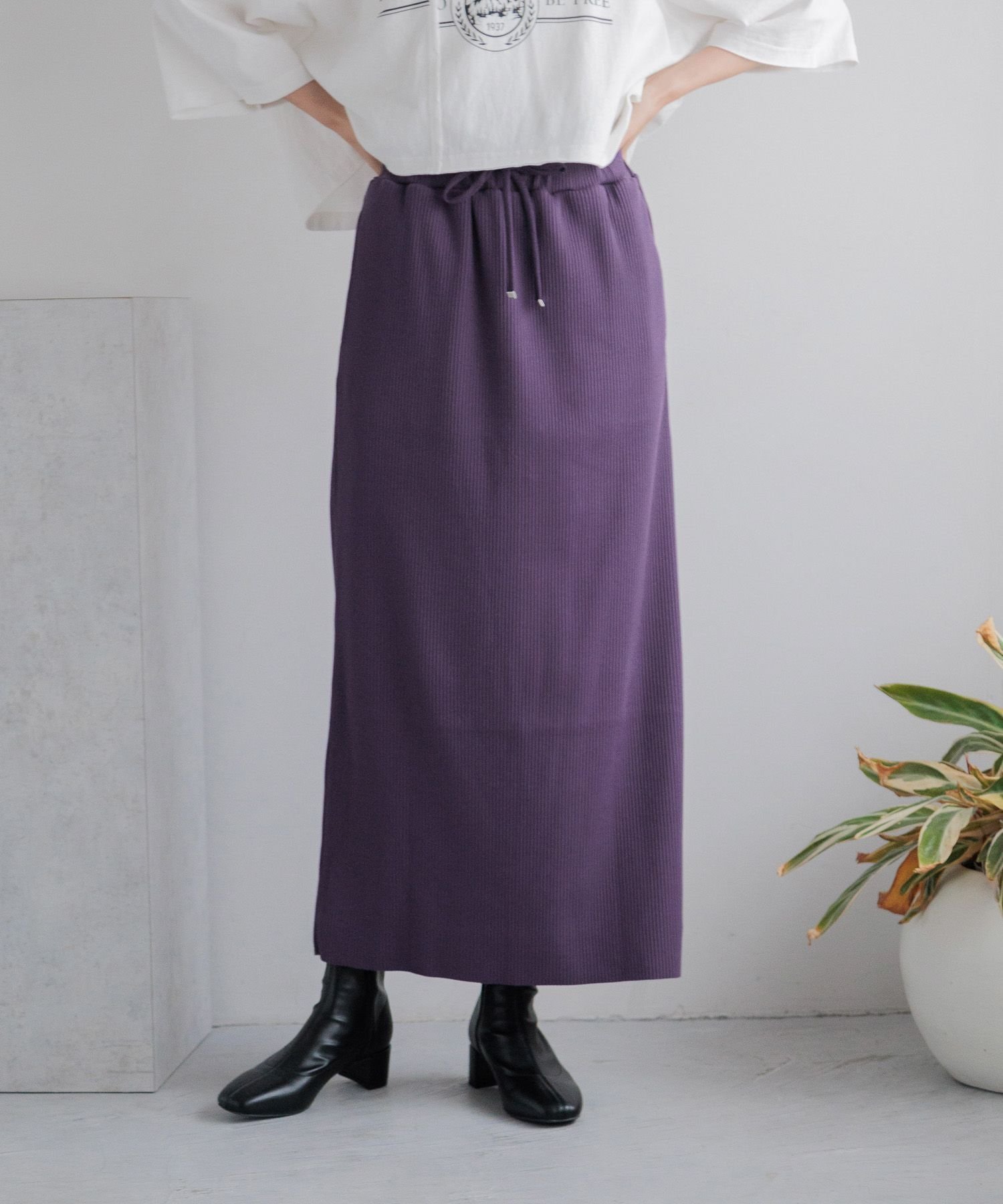 【ローリーズファーム/LOWRYS FARM】のカットリブタイトスカート インテリア・キッズ・メンズ・レディースファッション・服の通販 founy(ファニー) 　ファッション　Fashion　レディースファッション　Fashion for Women　スカート　Skirts　おすすめ　Recommended / Our Picks　カーディガン　Cardigan, Knitwear　タイトスカート　Pencil Skirt, Tight Skirt　トレンド　Trend, Trending Now　ベーシック　Basic, Essential　吸水　Absorbent, Quick-Dry　抗菌　Antibacterial, Bacteria-Resistant　WEB限定パープル95|ID: prp329100004529848 ipo3291000000033372594