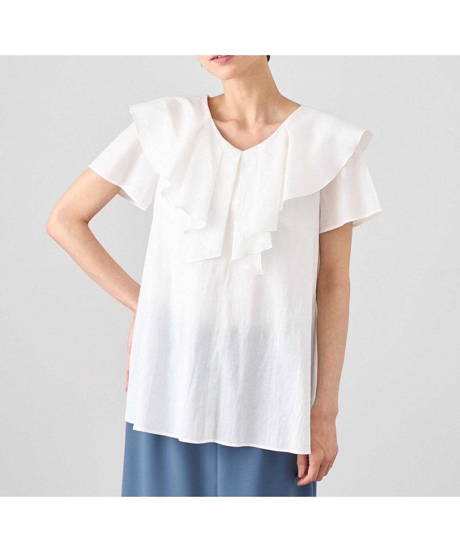 【アナイ/ANAYI】のシアーオーガンジーラッフル ブラウス インテリア・キッズ・メンズ・レディースファッション・服の通販 founy(ファニー) 　ファッション　Fashion　レディースファッション　WOMEN　トップス・カットソー　Tops/Tshirt　シャツ/ブラウス　Shirts/Blouses　オーガンジー　Organdy　シアー　Sheer　スマート　Smart　定番　Standard　再入荷　Restock/Back In Stock/Re Arrival　夏　Summer　white|ID: prp329100004529855 ipo3291000000032026980