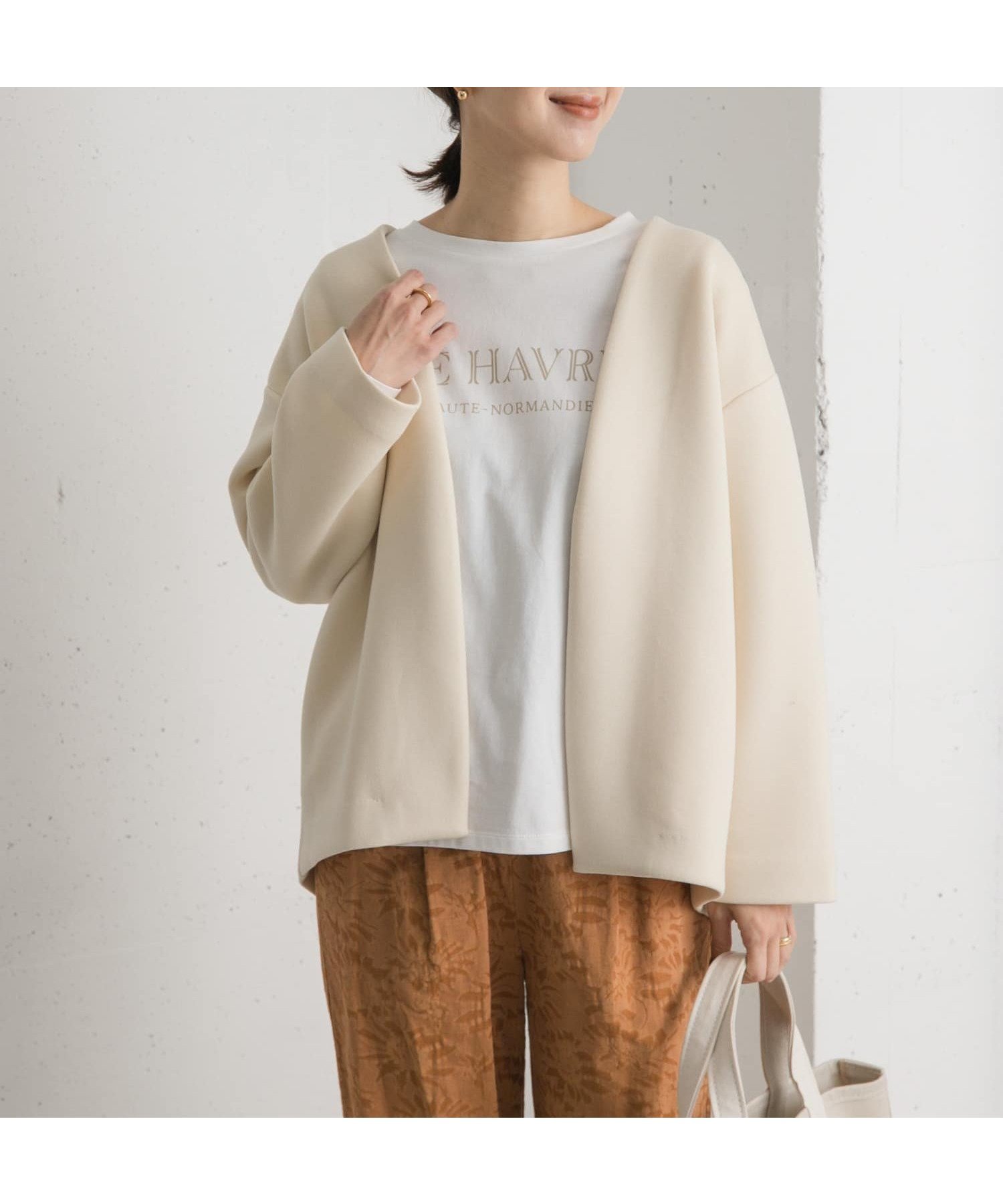 【アーバンリサーチ ドアーズ/URBAN RESEARCH DOORS】のダンボールニットノーカラージャケット 人気、トレンドファッション・服の通販 founy(ファニー) 　ファッション　Fashion　レディースファッション　WOMEN　アウター　Coat Outerwear　ジャケット　Jackets　ノーカラージャケット　No Collar Leather Jackets　2025年　2025　2025春夏・S/S　Ss,Spring/Summer,2025　アクセサリー　Accessories　カーディガン　Cardigan　シンプル　Simple　ジャケット　Jacket　スカーフ　Scarf　ハイネック　High Neck　フロント　Front　夏　Summer　春　Spring　S/S・春夏　Ss・Spring/Summer　 other-1|ID: prp329100004529864 ipo3291000000032056940