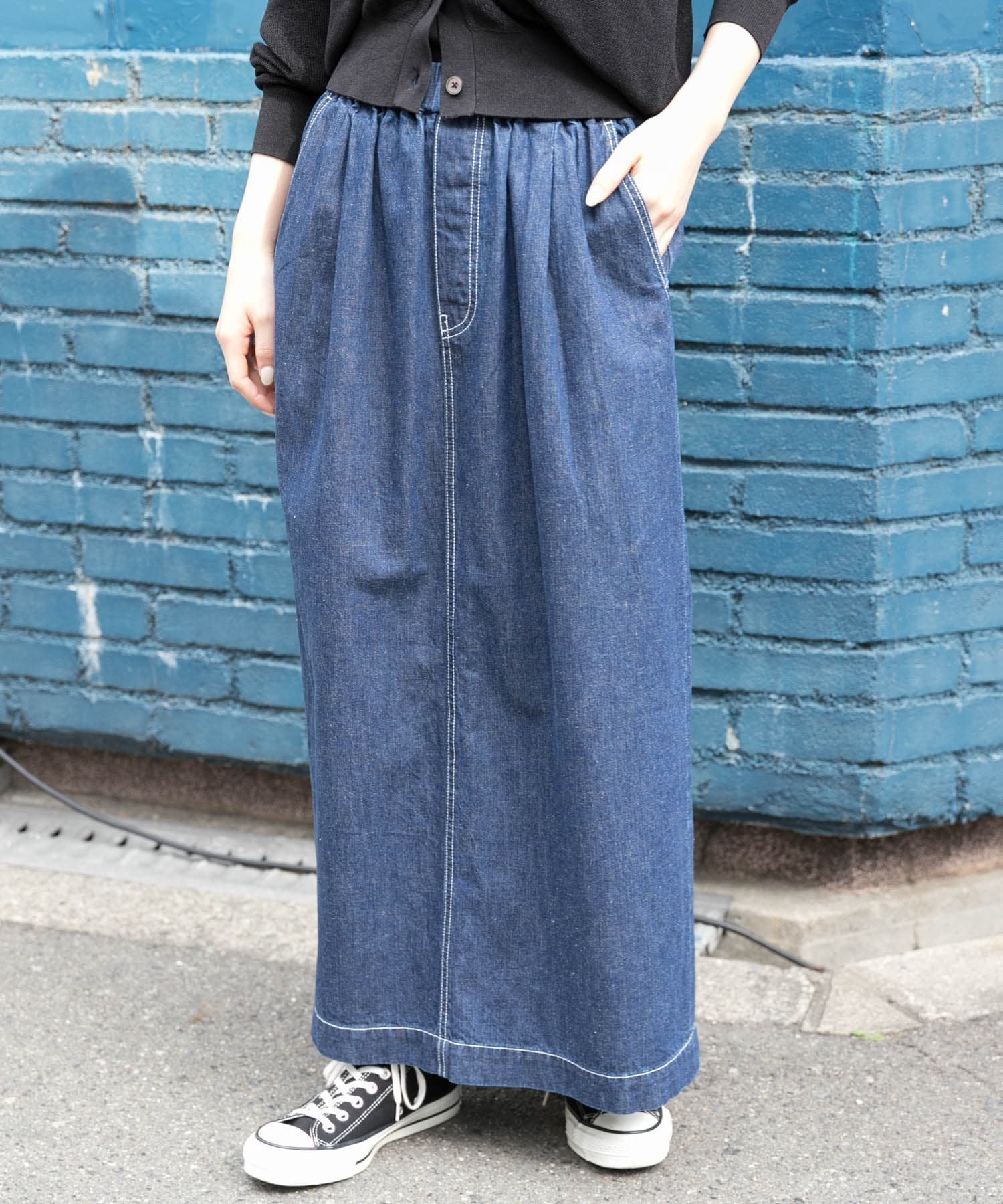 【アーバンリサーチ ドアーズ/URBAN RESEARCH DOORS】のFORK SPOON 綿麻デニムスカート インテリア・キッズ・メンズ・レディースファッション・服の通販 founy(ファニー) 　ファッション　Fashion　レディースファッション　WOMEN　スカート　Skirt　デニムスカート　Denim Skirts　2025年　2025　2025春夏・S/S　Ss,Spring/Summer,2025　デニム　Denim　ドローストリング　Drawstring　ベーシック　Basic　人気　Popularity　夏　Summer　定番　Standard　S/S・春夏　Ss・Spring/Summer　ONEWASH|ID: prp329100004529876 ipo3291000000032475236