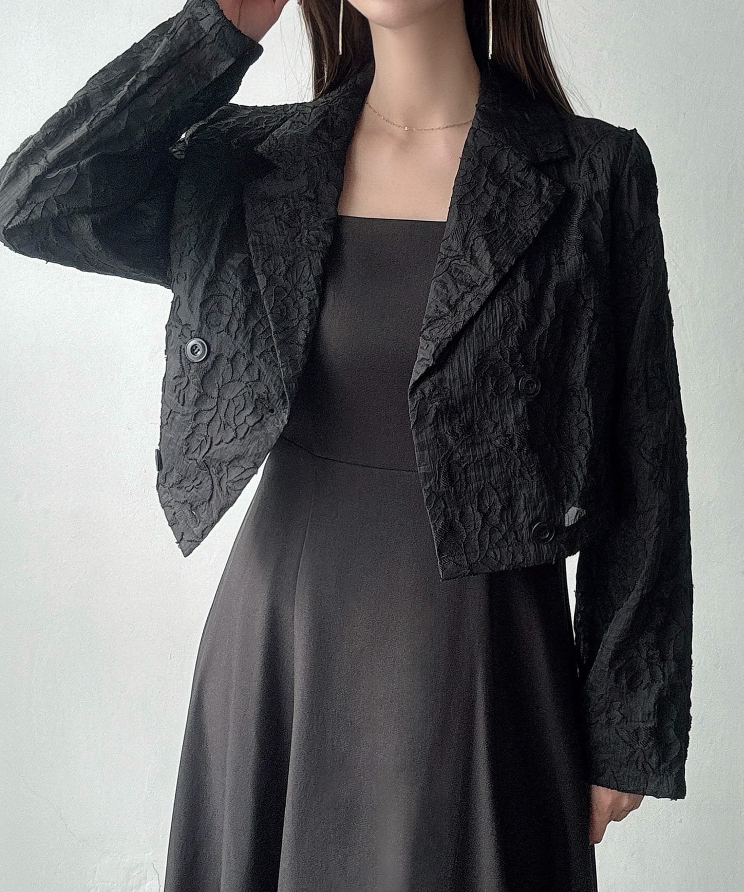 【ジュノア/JUNOAH】のMeiru シアージャガードショートテーラードジャケット 人気、トレンドファッション・服の通販 founy(ファニー) 　ファッション　Fashion　レディースファッション　WOMEN　アウター　Coat Outerwear　ジャケット　Jackets　テーラードジャケット　Tailored Jackets　 other-1|ID: prp329100004529879 ipo3291000000032027067