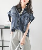 【ラジュール/Lajour】のフレンチスリーブデニムシャツ 人気、トレンドファッション・服の通販 founy(ファニー) ファッション Fashion レディースファッション Fashion for Women トップス・カットソー Cut & Sew Tops シャツ・ブラウス・オフィスカジュアル Elegant Blouses & Button-Ups デニム Denim, Jeans Material ラウンド Round, Round Neck ルーズ Loose, Oversized エレガント 上品 Elegant 定番 Standard, Basic Item thumbnail ブルー|ID: prp329100004529916 ipo3291000000033365786