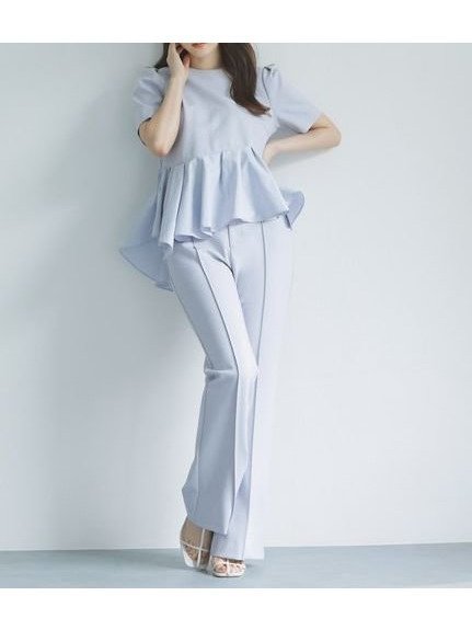 【スナイデル/SNIDEL】のピンタックカットパンツ インテリア・キッズ・メンズ・レディースファッション・服の通販 founy(ファニー) 　ファッション　Fashion　レディースファッション　Fashion for Women　パンツ　Pants & Trousers　おすすめ　Recommended / Our Picks　カットソー　Cut and Sewn Top　ストレート　Straight, Straight Cut　セットアップ　Set-Up, Coordinated Outfit　フロント　Front, Front Design　ループ　Loop, Loop Knit　SAX[083]|ID: prp329100004529976 ipo3291000000032715467