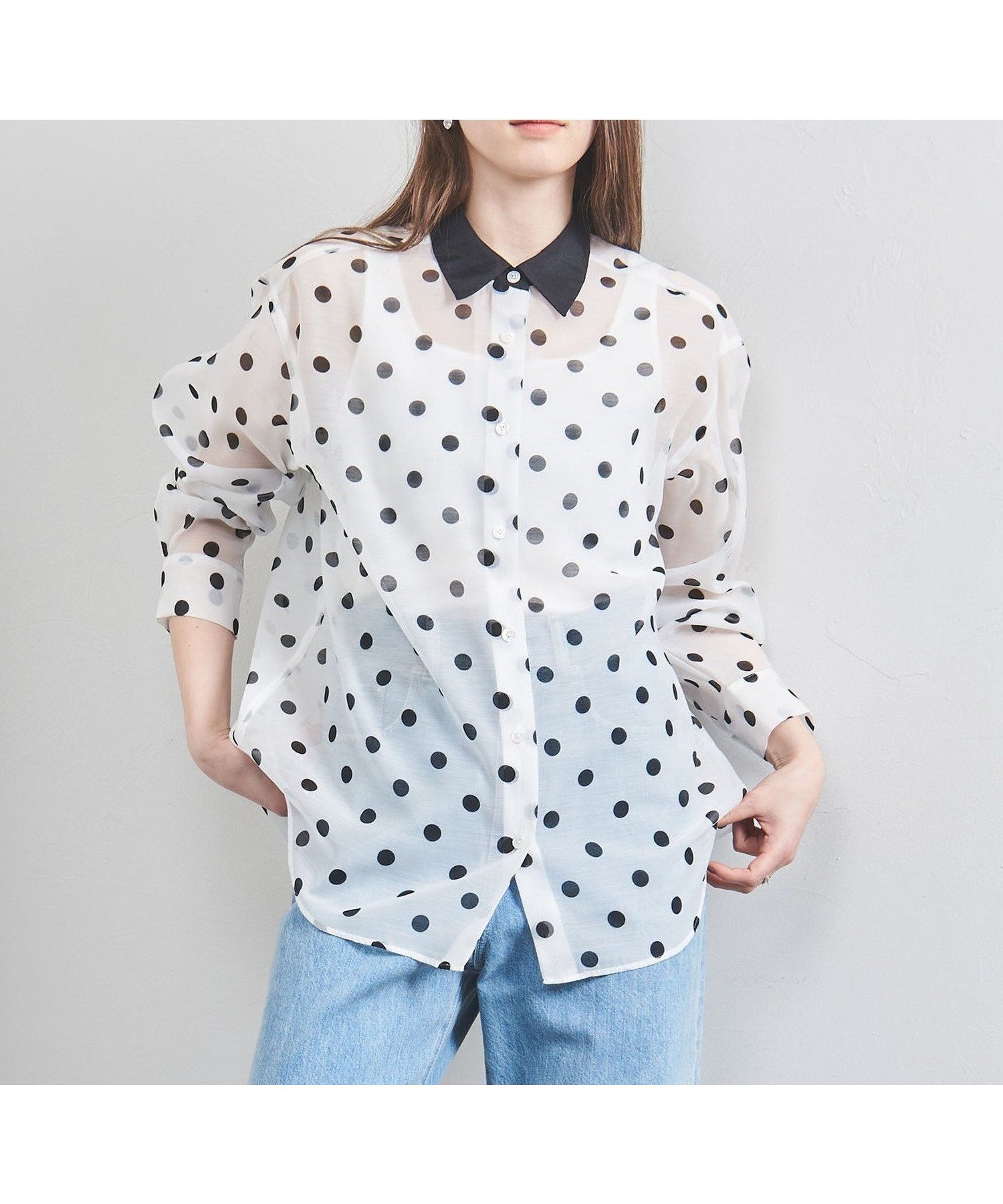 【ユナイテッドアローズ/UNITED ARROWS】のオーガンジー プリントシャツ インテリア・キッズ・メンズ・レディースファッション・服の通販 founy(ファニー) 　ファッション　Fashion　レディースファッション　Fashion for Women　トップス・カットソー　Cut & Sew Tops　シャツ・ブラウス・オフィスカジュアル　Elegant Blouses & Button-Ups　インナー　Innerwear　エアリー　Airy Texture　エレガント 上品　Elegant　オーガンジー　Organza Fabric　シアー　Sheer, See-Through　スタンダード　Standard, Basic　タンク　Tank Top, Sleeveless Top　ドット　Polka Dot, Dot Pattern　フラワー　Flower, Floral　プリント　Print, Printed Pattern　別注　Limited Edition, Custom Order　WHITE|ID: prp329100004529982 ipo3291000000033479890