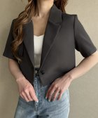 【ジュノア/JUNOAH】の半袖ショートテーラードジャケット ダークグレー|ID: prp329100004530000 ipo3291000000032693080