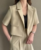 【ジュノア/JUNOAH】の半袖ショートテーラードジャケット アイボリー|ID: prp329100004530000 ipo3291000000032693083