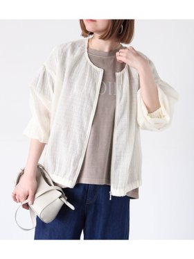 【テチチ/Te chichi】のノーカラーカットブルゾン 人気、トレンドファッション・服の通販 founy(ファニー) ファッション Fashion レディースファッション WOMEN アウター Coat Outerwear ブルゾン Blouson/Jackets シアー Sheer シンプル Simple トレンド Trend |ID:prp329100004530022